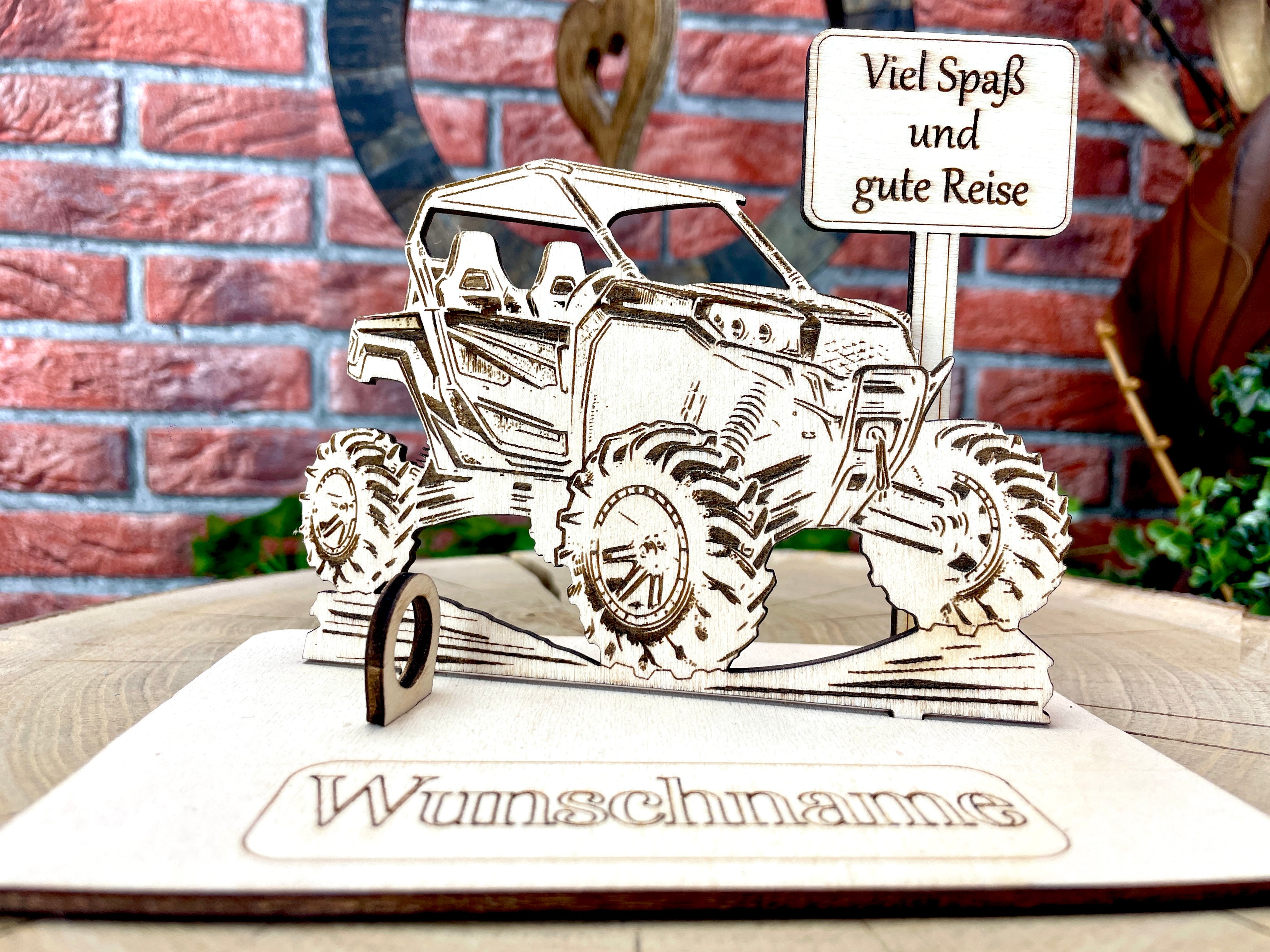 Side by Side – Liebevolles Geländefahrzeug Geldgeschenk aus Holz mit deinem Wunschtext Geld Karte Box Männergeschenk Holzschild Quad