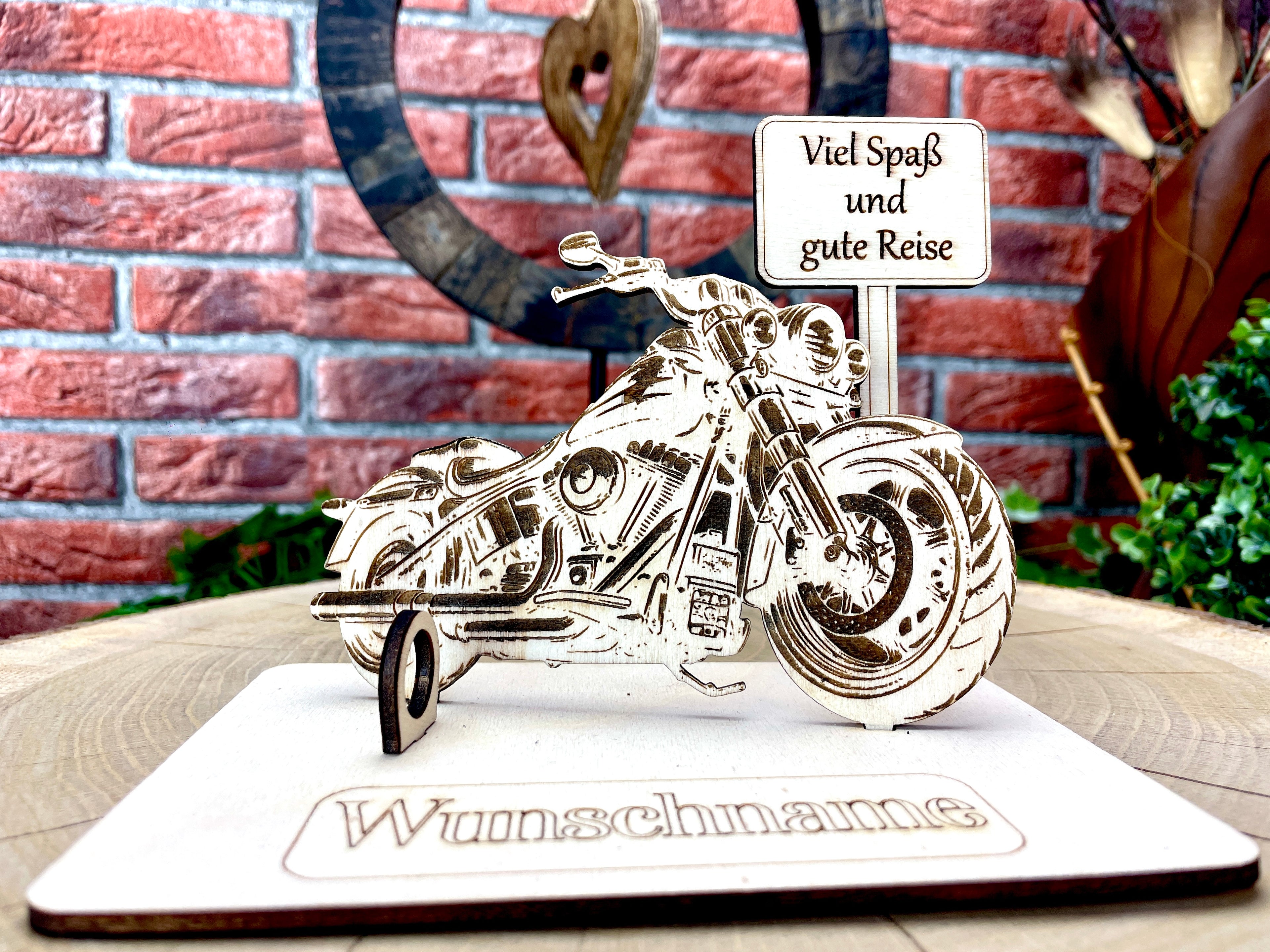 Personalisiertes Harley Motorrad Geldgeschenk aus Holz – Originelles Männergeschenk zum Geburtstag