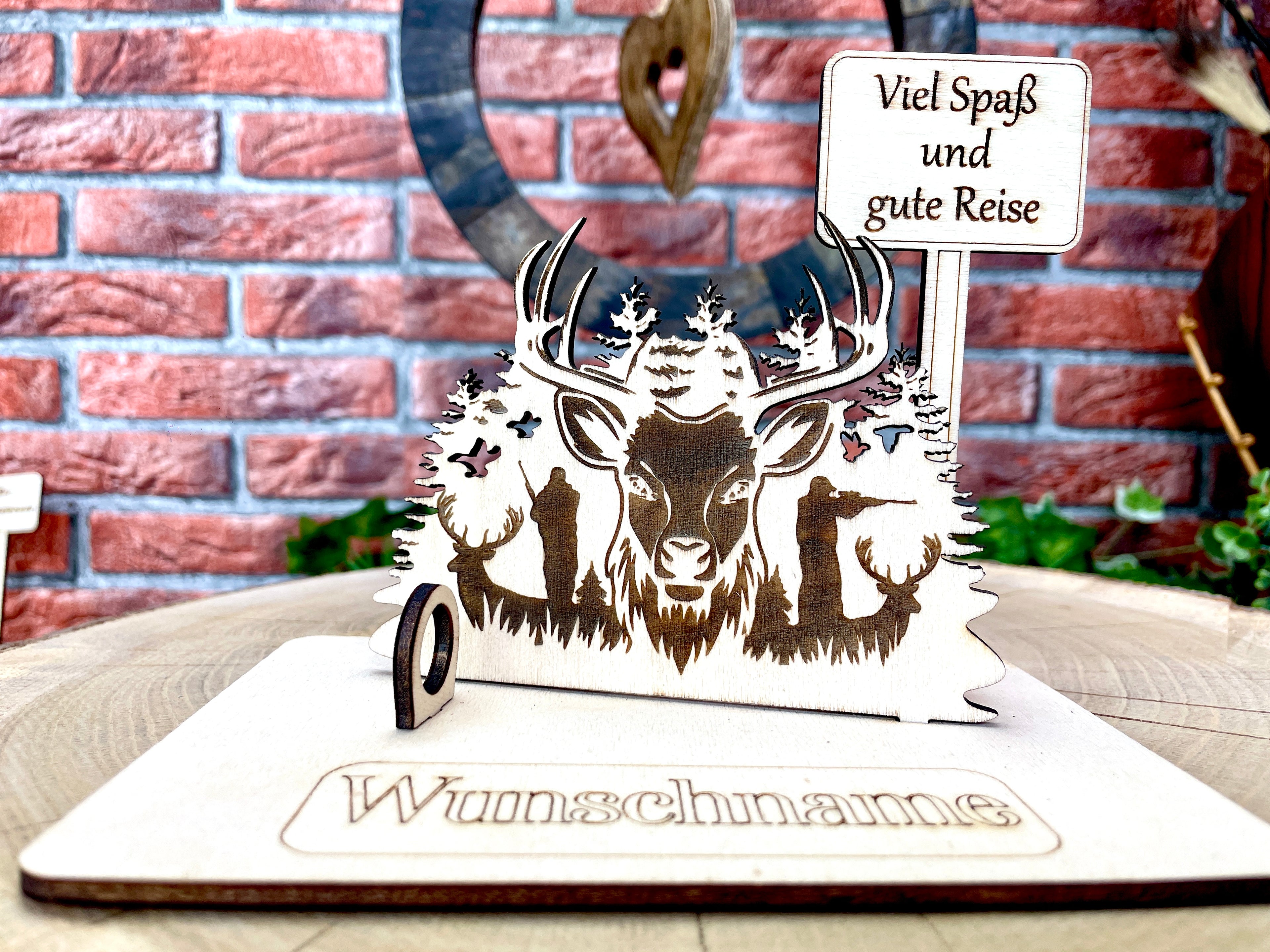 Jäger – Liebevolles Jäger Geldgeschenk aus Holz mit deinem Wunschtext Geld Karte Box Männergeschenk Holzschild zum Verschenken Petri Heil
