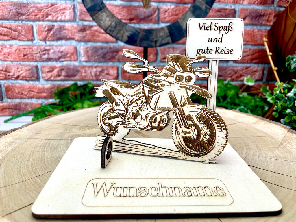 Enduro  – Dein personalisiertes Enduro Geldgeschenk aus Holz Geld Karte Box Männergeschenk Holzschild zum Verschenken Motorrad