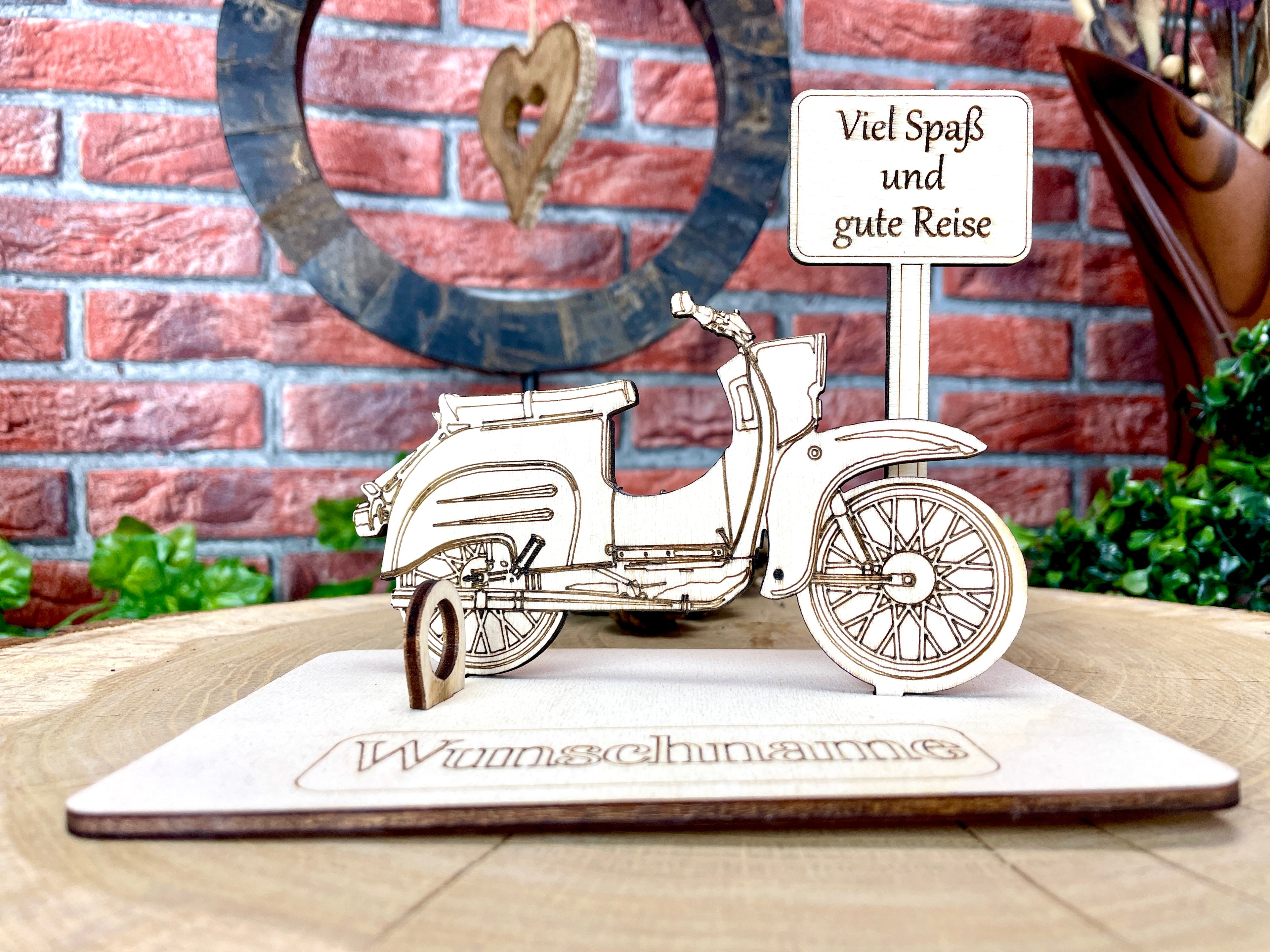 Simson Schwalbe Geldgeschenk aus Holz – Personalisiertes Männergeschenk Motorrad Geschenkidee aus Holz zur Hochzeit Geburtstag