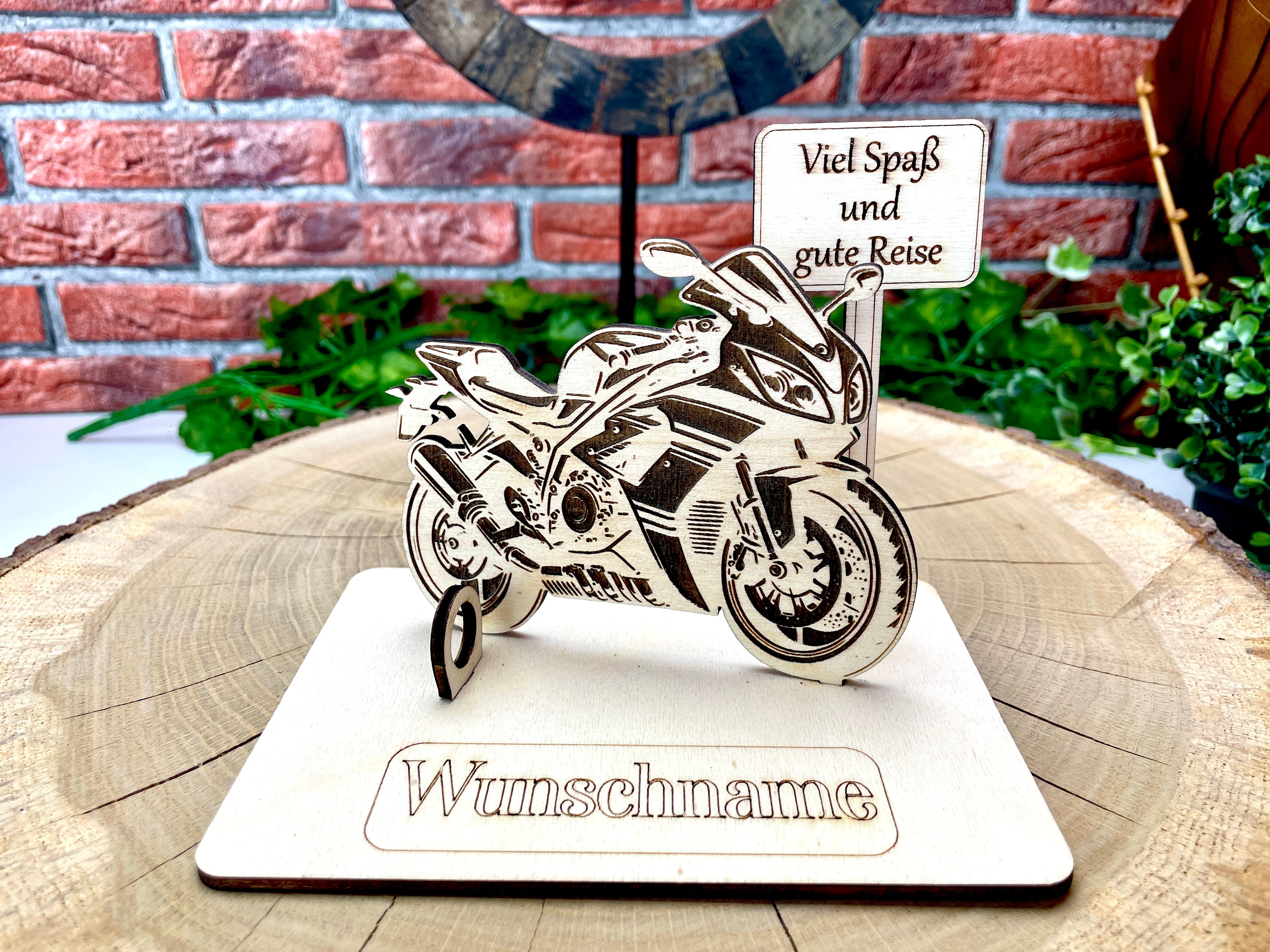 Motorrad 125ccm – Dein personalisiertes Motorrad Geldgeschenk aus Holz Geld Karte Box Männergeschenk Holzschild zum Verschenken Motorrad