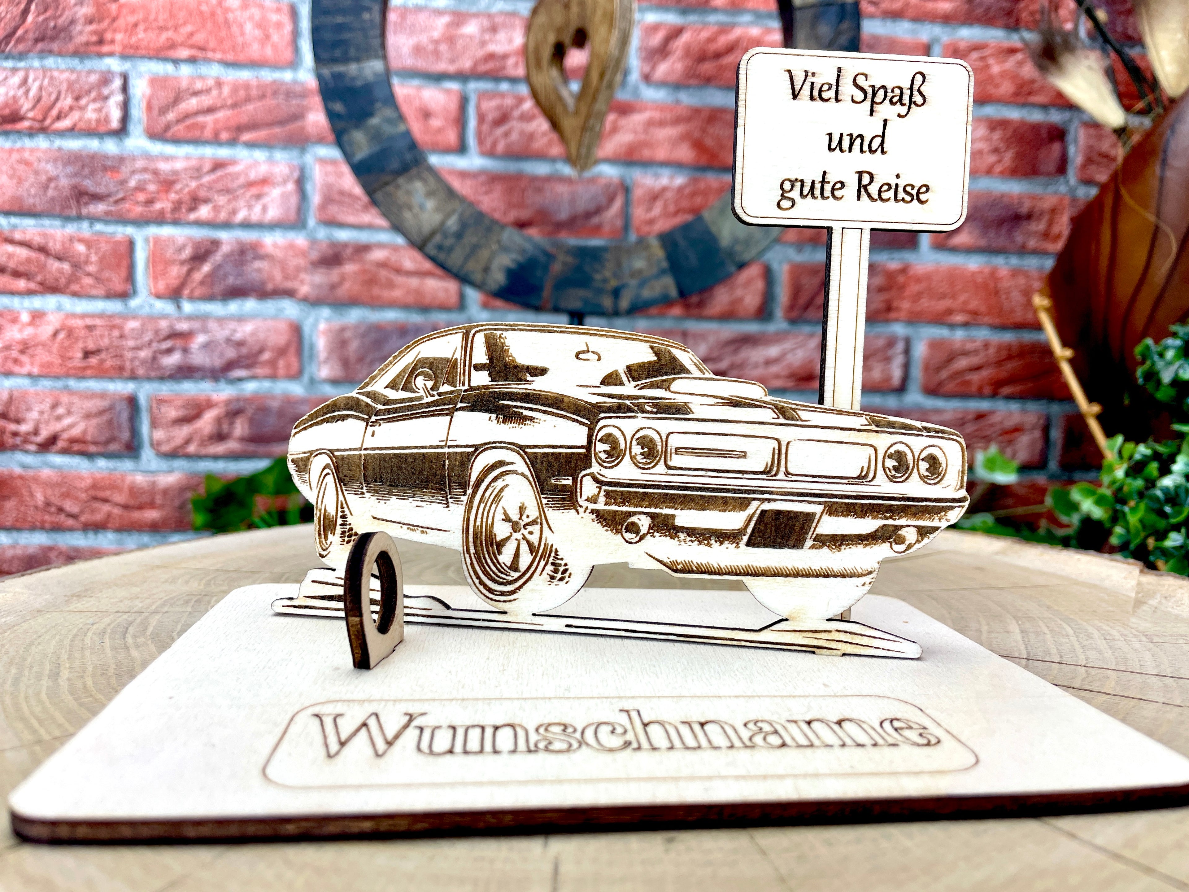 Auto – Dein personalisiertes AutoGeldgeschenk aus Holz Geld Karte Box Männergeschenk Holzschild zum Verschenken Oldtimer Muscle Car