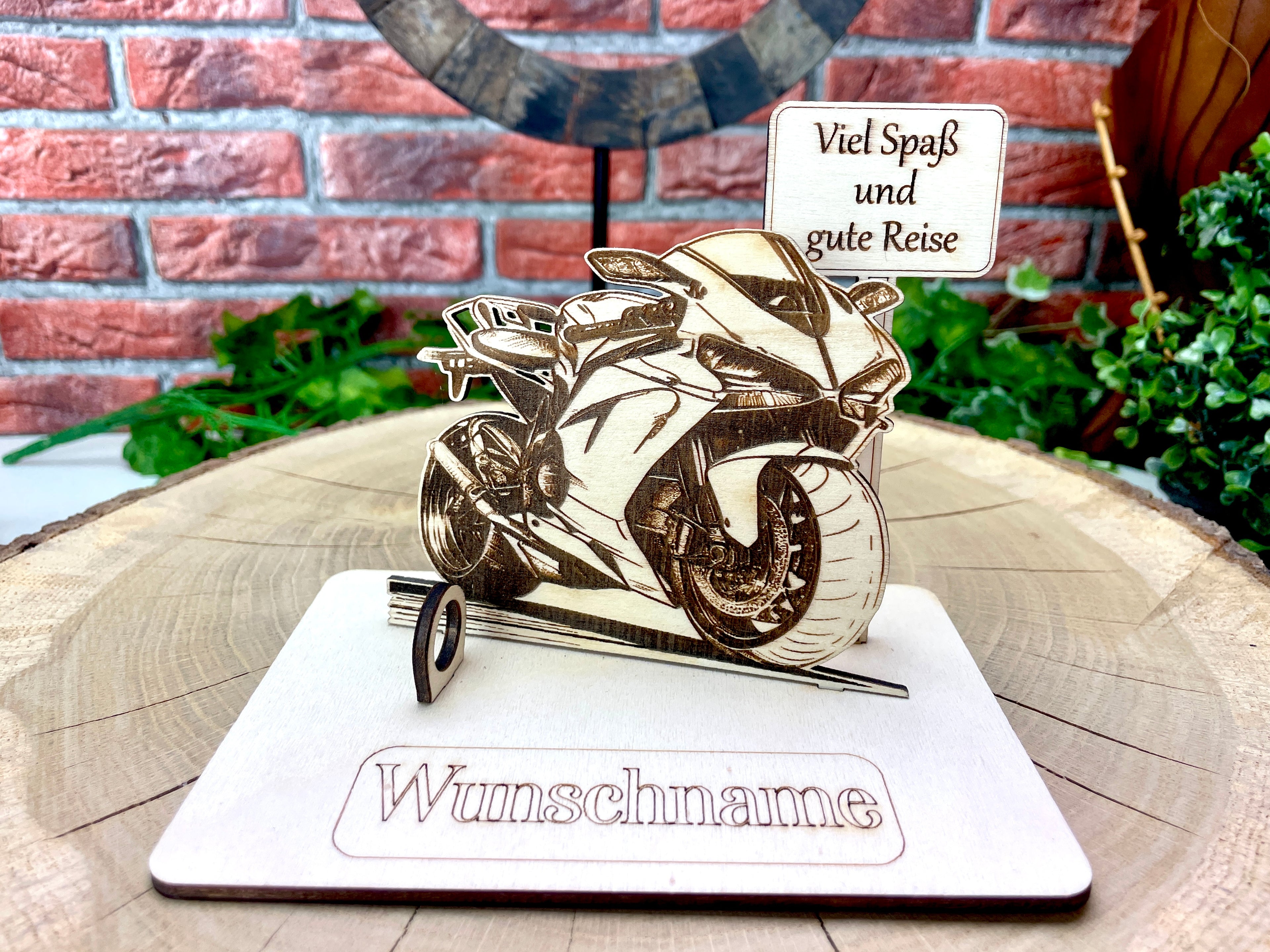 Motorrad  – Dein personalisiertes Motorrad Geldgeschenk aus Holz Geld Karte Box Männergeschenk Holzschild zum Verschenken Rennmaschine