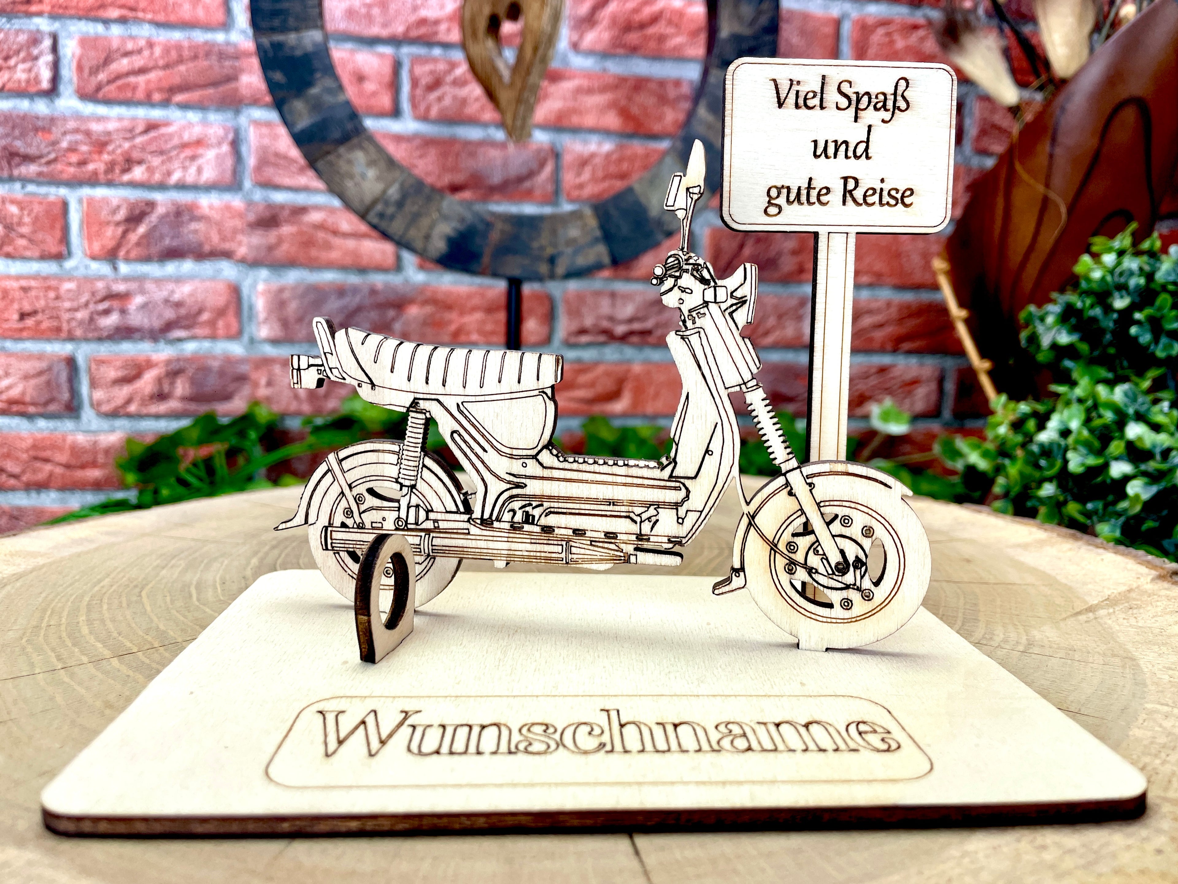Simson SR50 – Dein personalisiertes Ostfahrzeug-Geldgeschenk aus Holz Geld Karte Box Männergeschenk Holzschild zum Verschenken