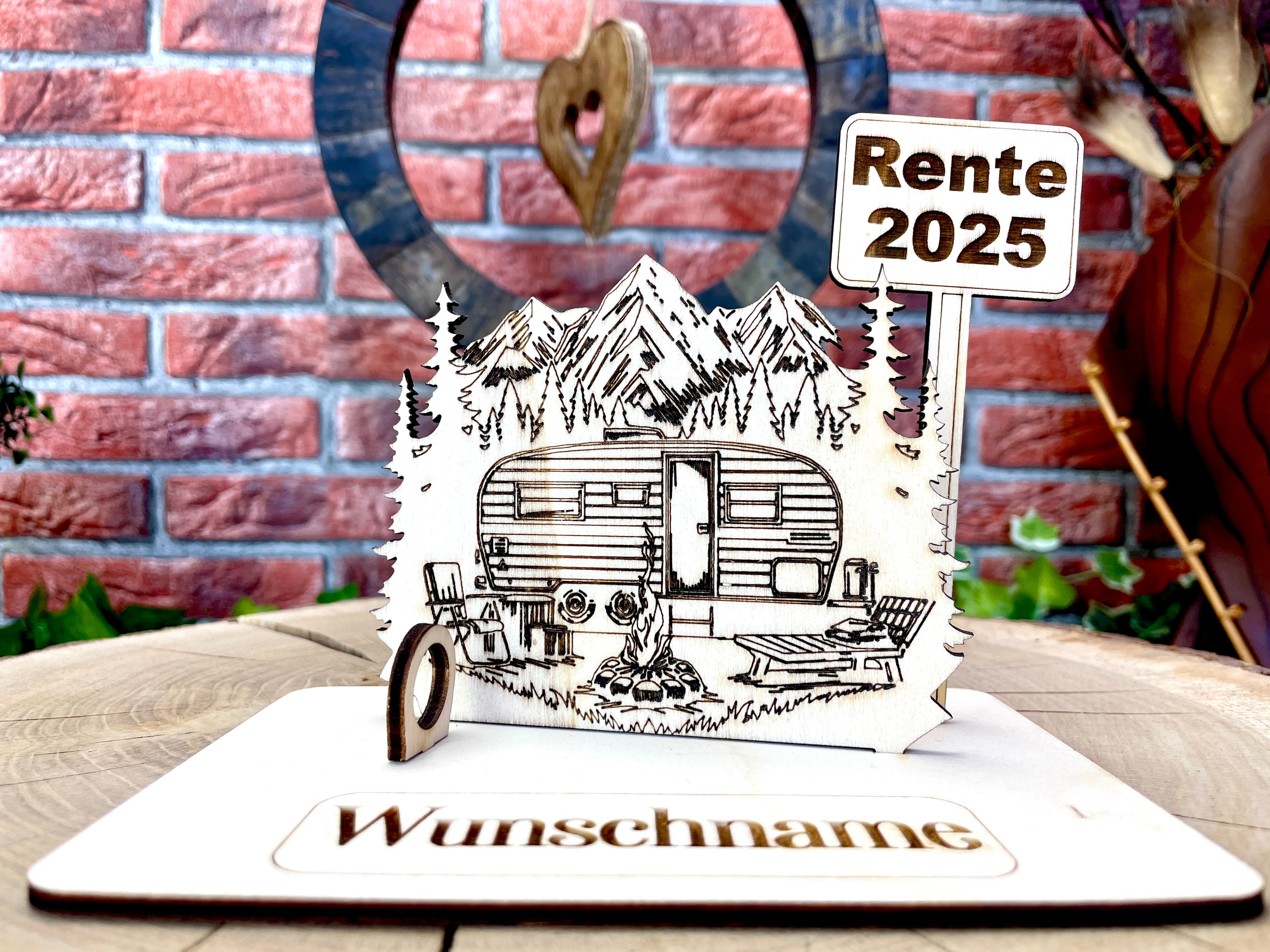 Geldgeschenk Camping aus Holz mit deinem Wunschtext  Holz Bilder Schilder Geburtstag Zur Erholung  Outdoor im Urlaub Camping in den Bergen
