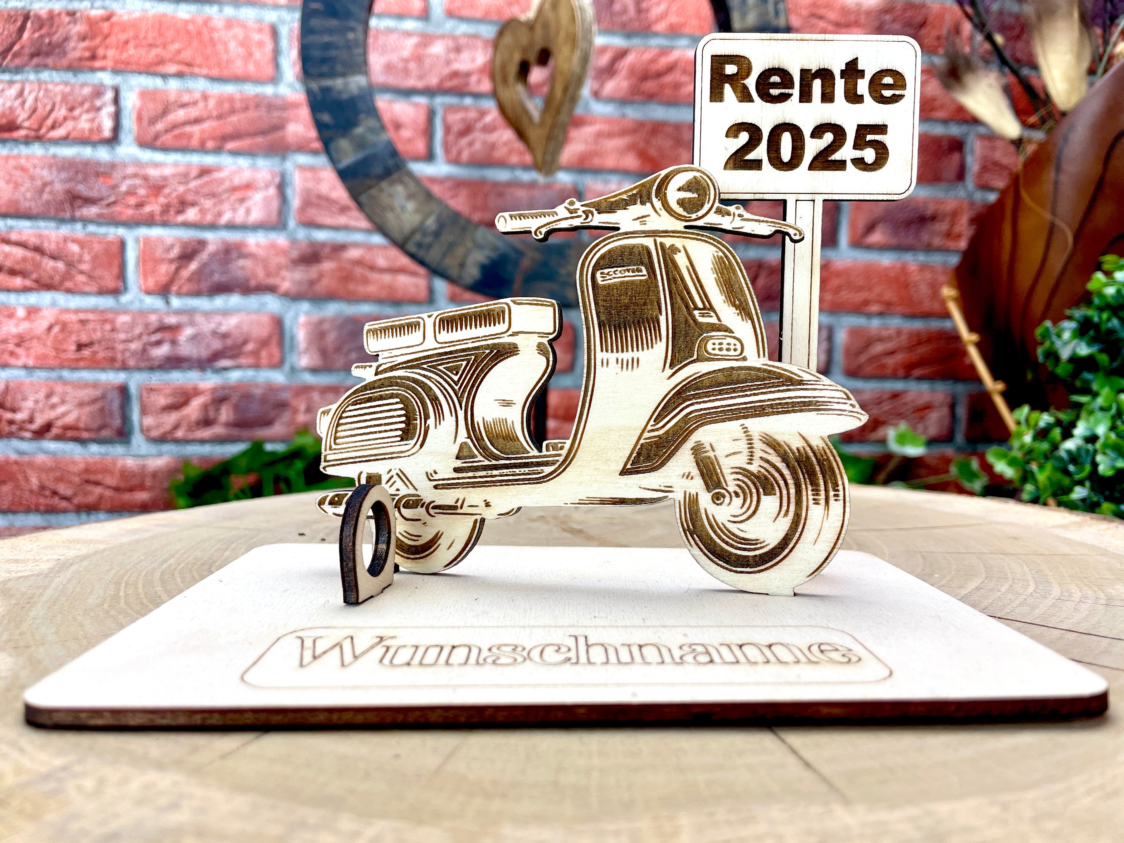 Vespa  – Dein personalisiertes Roller Geldgeschenk aus Holz Geld Karte Box Männergeschenk Holzschild zum Verschenken GTS 125 Retro Roller