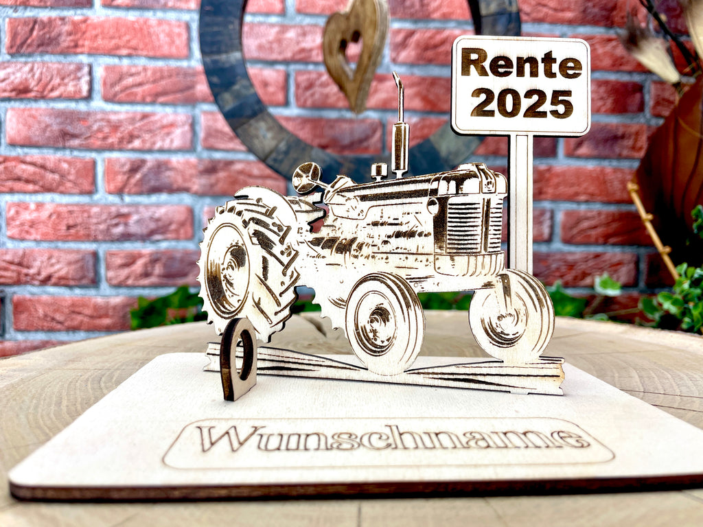 Traktor– Liebevolles Schlepper Geldgeschenk aus Holz mit deinem Wunschtext Geld Karte Box Männergeschenk Holzschild zum Verschenken Bulldog