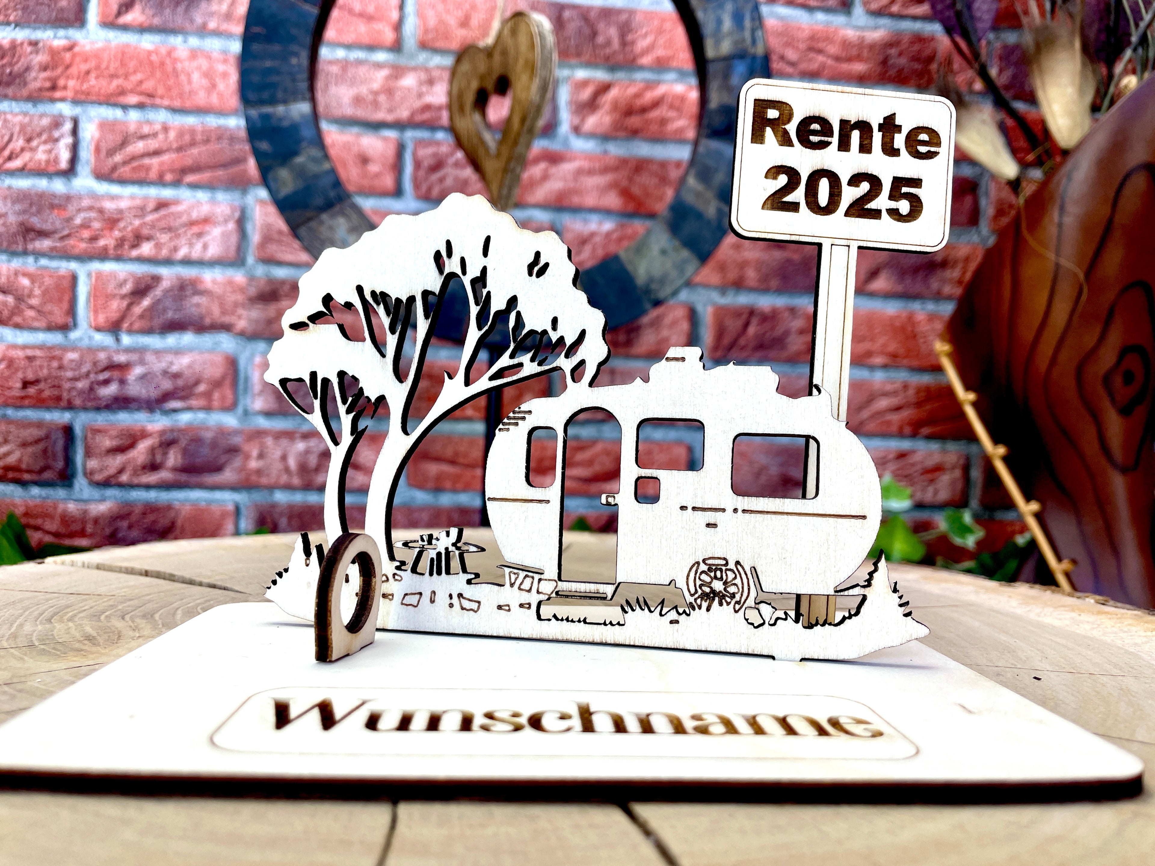 Geldgeschenk Wohnanhänger Camping aus Holz mit deinem Wunschtext  Holz Bilder Schilder Geburtstag Zur Erholung  Outdoor im Urlaub Camping am See