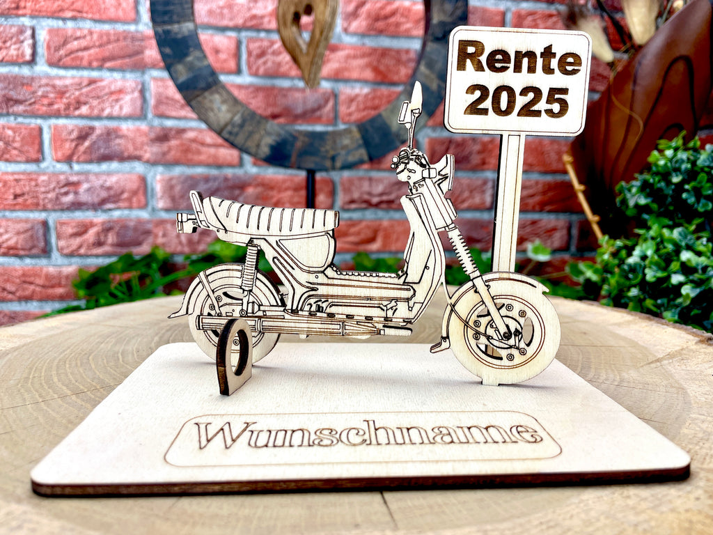 Simson SR50 – Dein personalisiertes Ostfahrzeug-Geldgeschenk aus Holz Geld Karte Box Männergeschenk Holzschild zum Verschenken