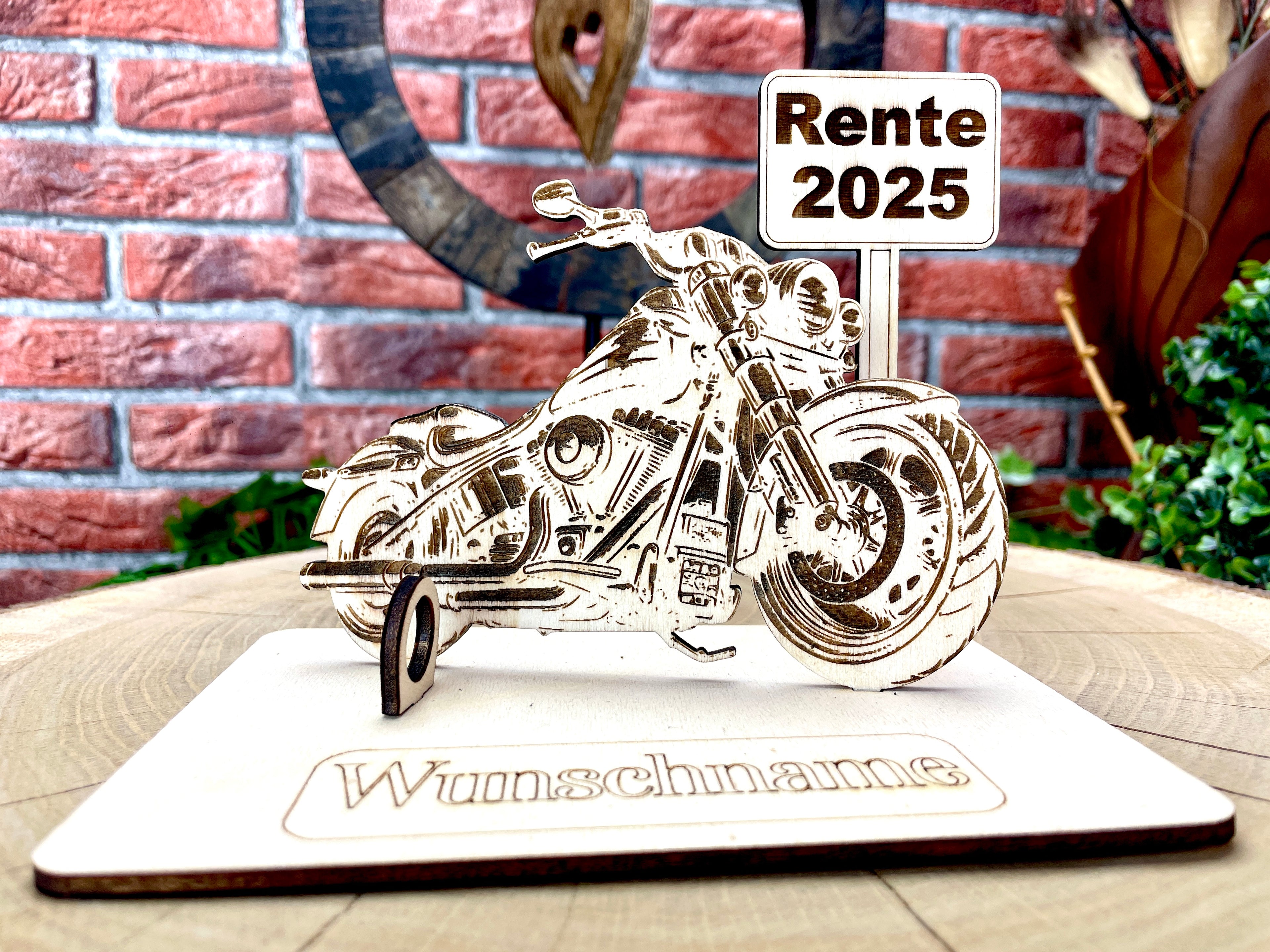 Personalisiertes Harley Motorrad Geldgeschenk aus Holz – Originelles Männergeschenk zum Geburtstag