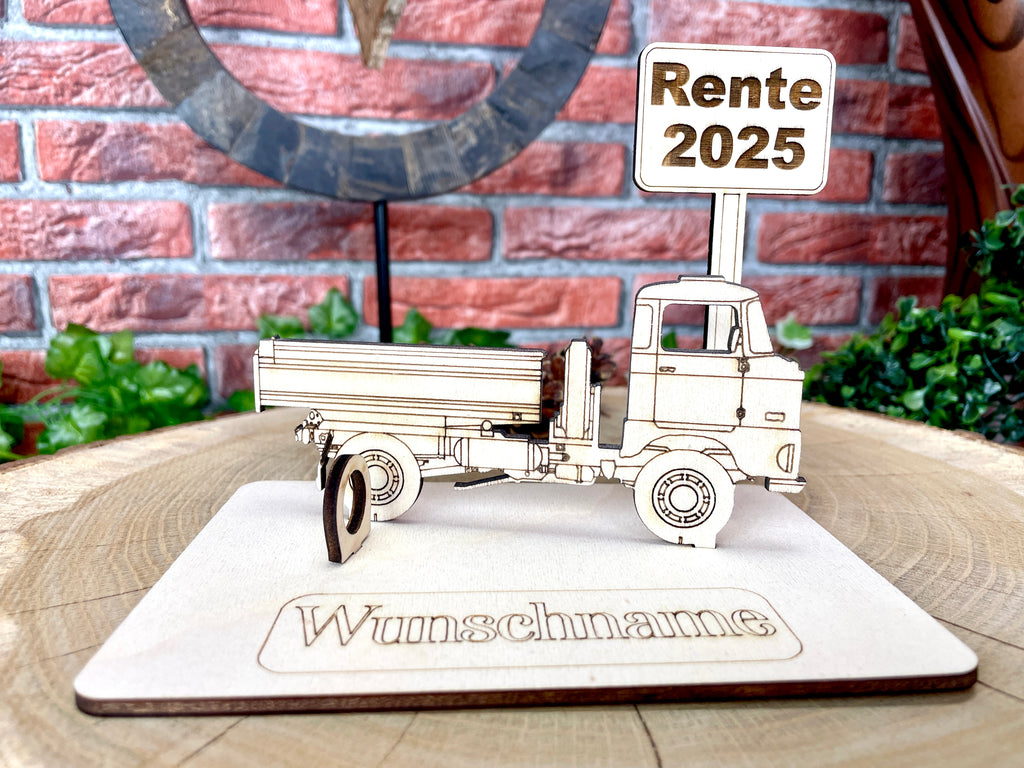 W50 – Individuelles Ostfahrzeug-Geldgeschenk aus Holz, personalisiert für besondere Anlässe Karte Männergeschenk Holzschild zum Verschenken