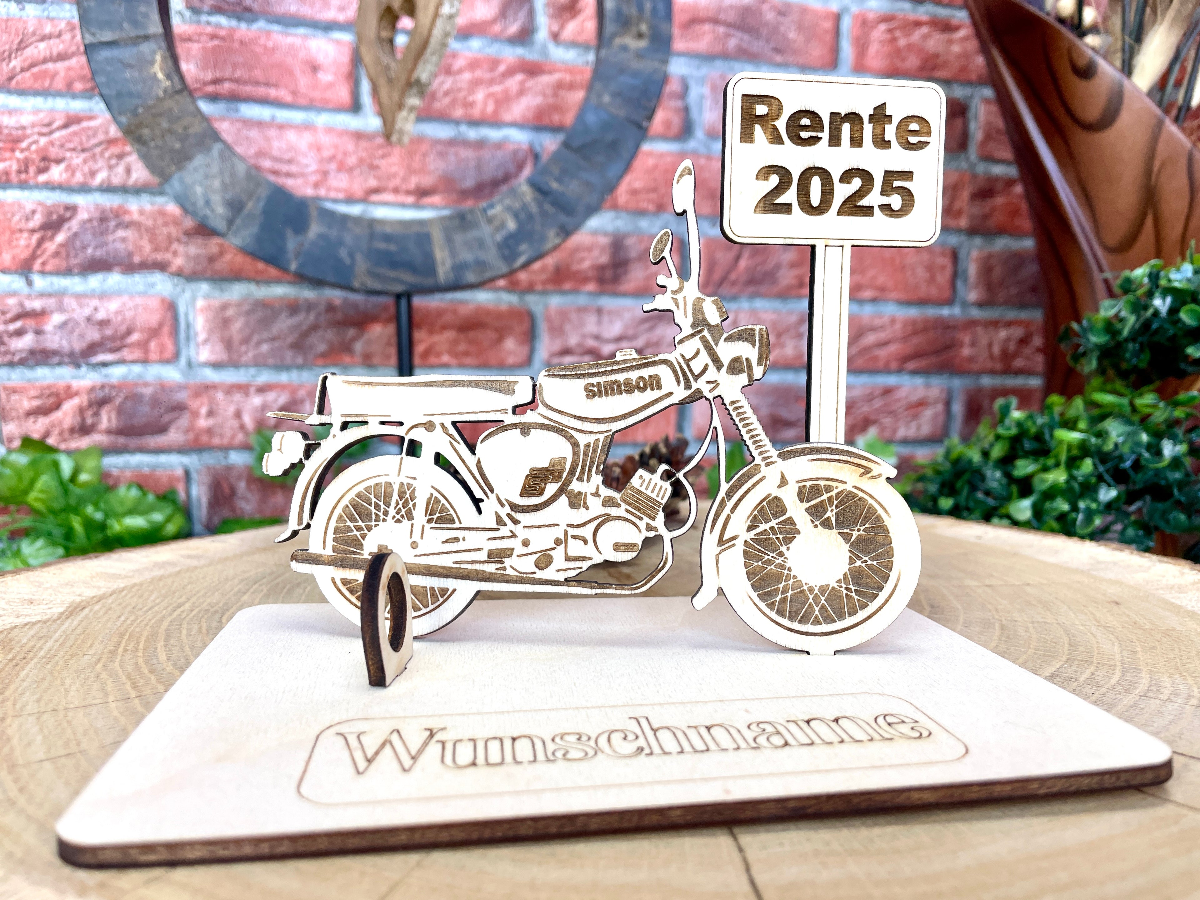 Simson S51 Holzmodell – Geldgeschenk Moped | Personalisiertes DDR Geschenk für Männer und Oldtimer Fans