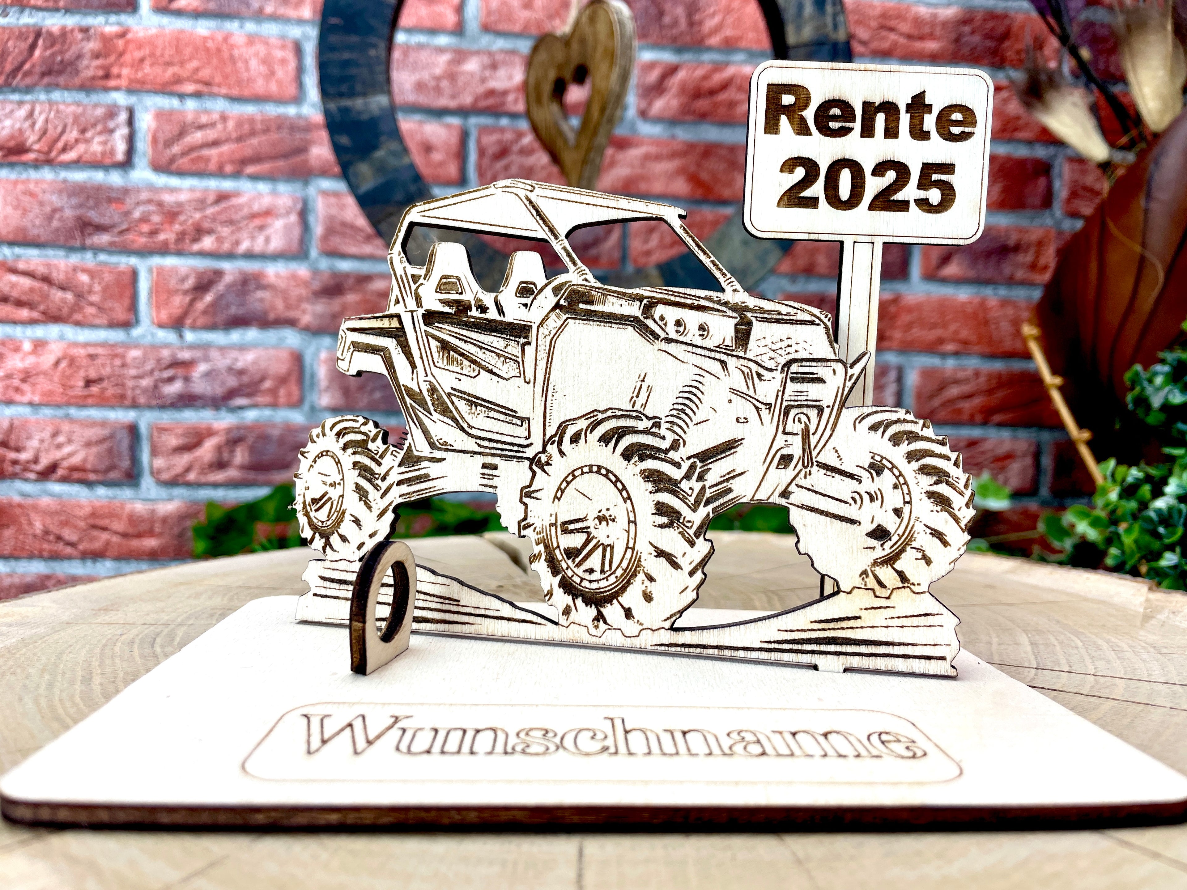 Side by Side – Liebevolles Geländefahrzeug Geldgeschenk aus Holz mit deinem Wunschtext Geld Karte Box Männergeschenk Holzschild Quad