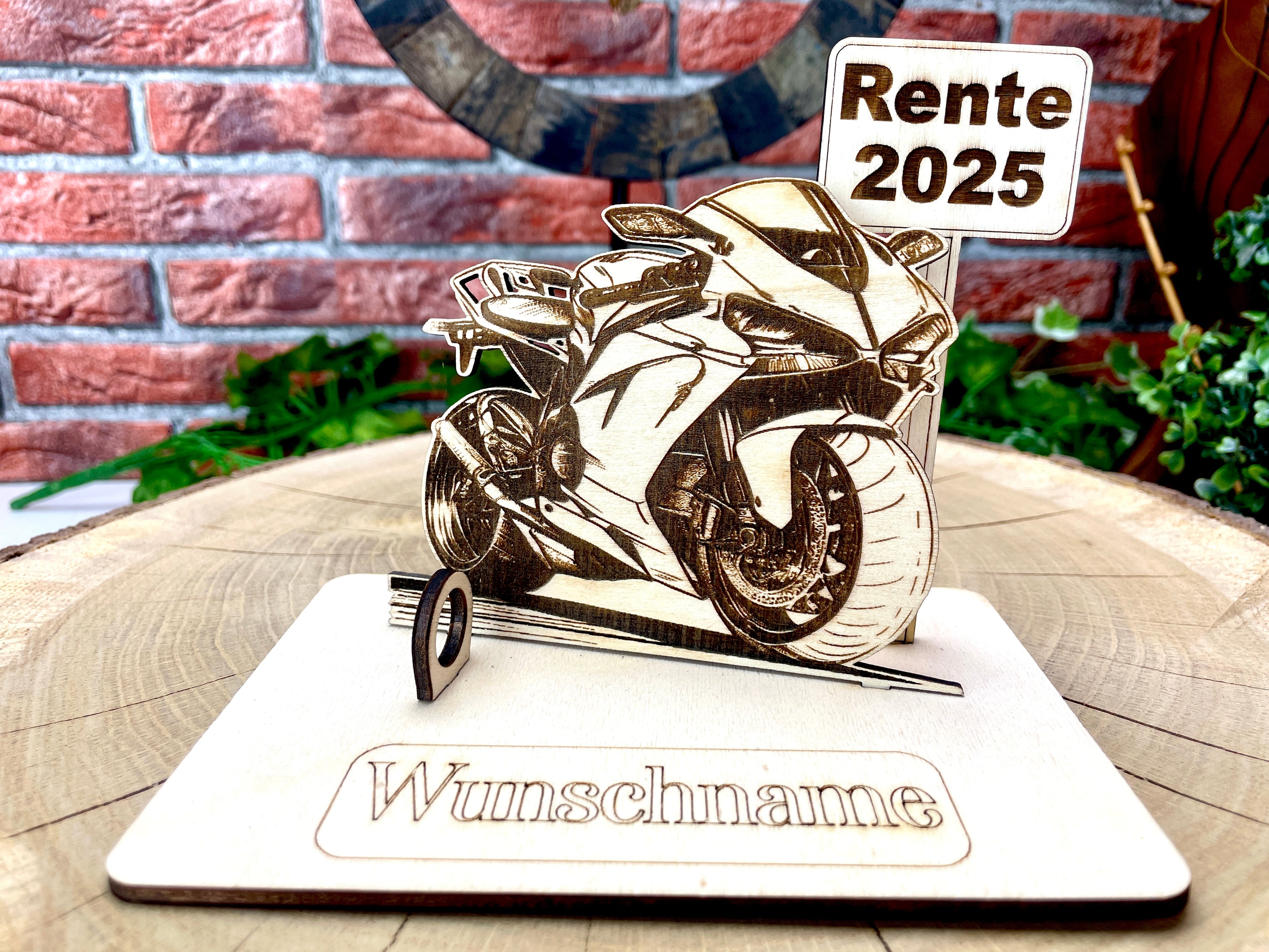 Motorrad  – Dein personalisiertes Motorrad Geldgeschenk aus Holz Geld Karte Box Männergeschenk Holzschild zum Verschenken Rennmaschine