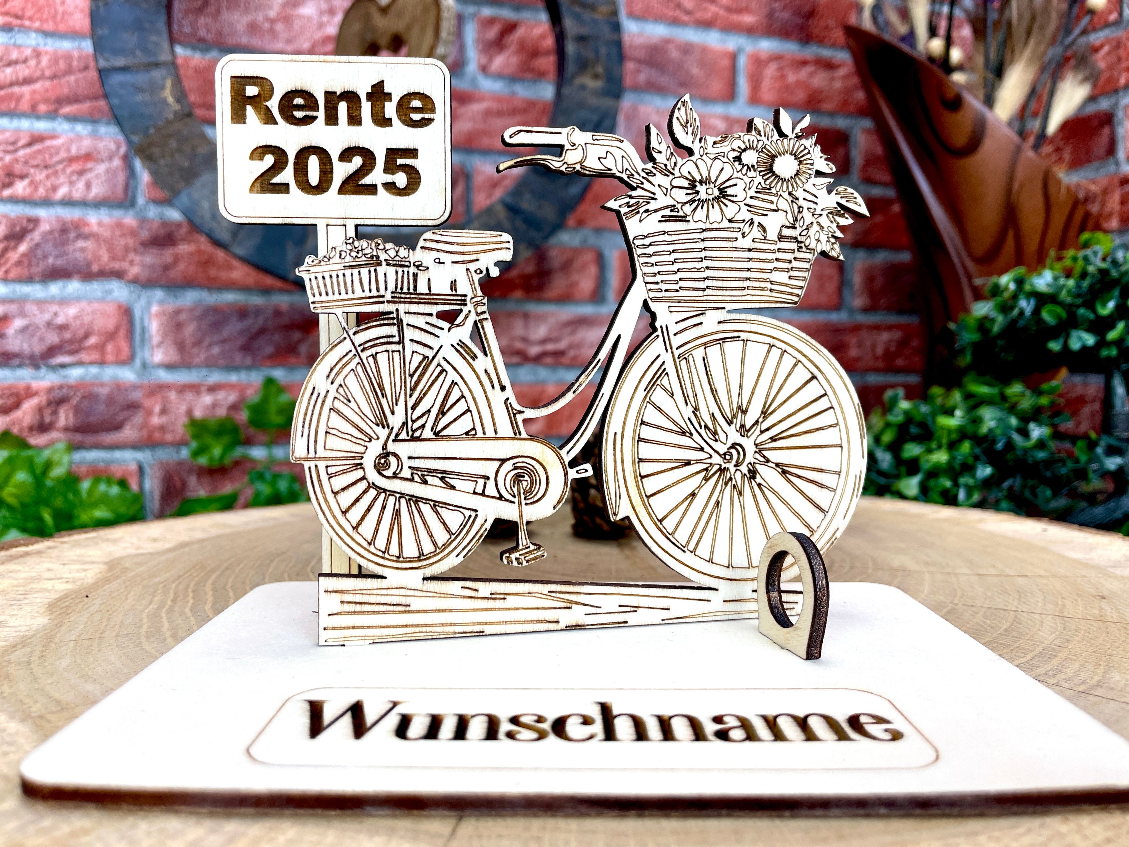 Fahrrad – Dein personalisiertes Damenrad-Geldgeschenk aus Holz mit Blumenkorb Geld Karte Box Holzschild zum Verschenken Bilder Outdoor #3