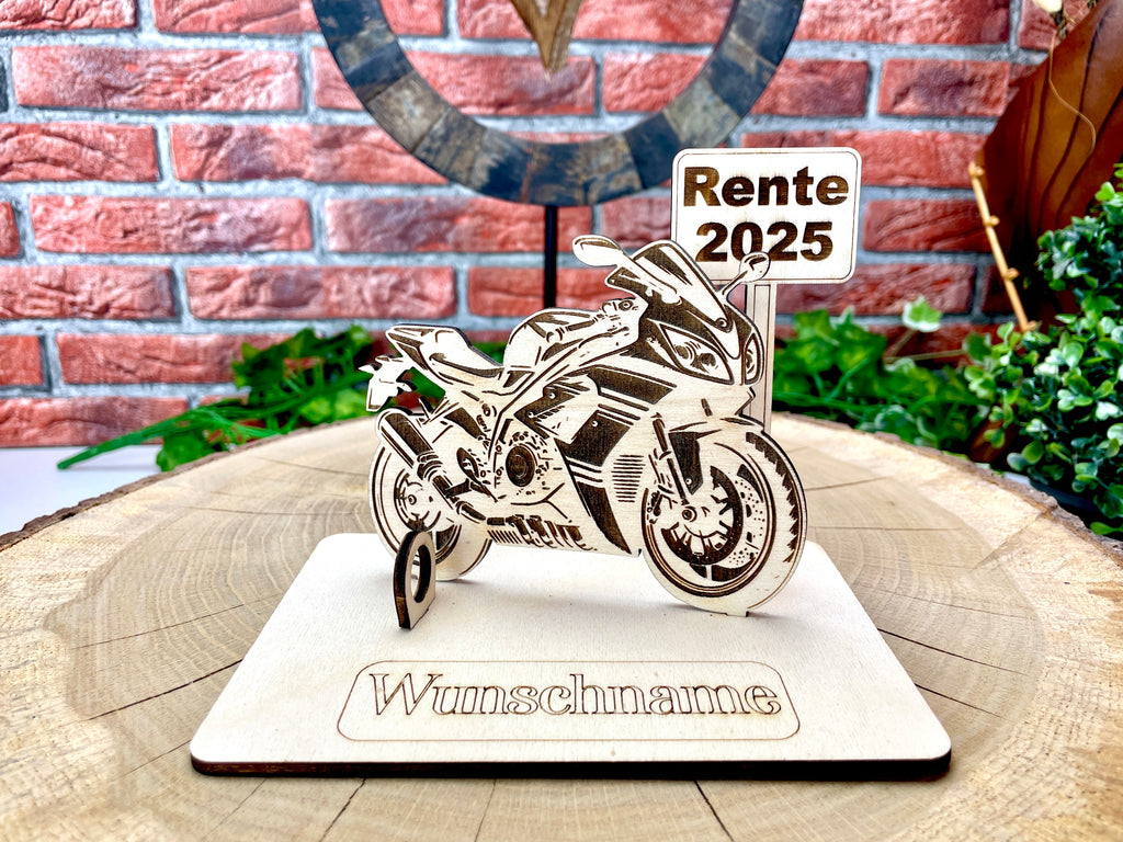 Motorrad 125ccm – Dein personalisiertes Motorrad Geldgeschenk aus Holz Geld Karte Box Männergeschenk Holzschild zum Verschenken Motorrad