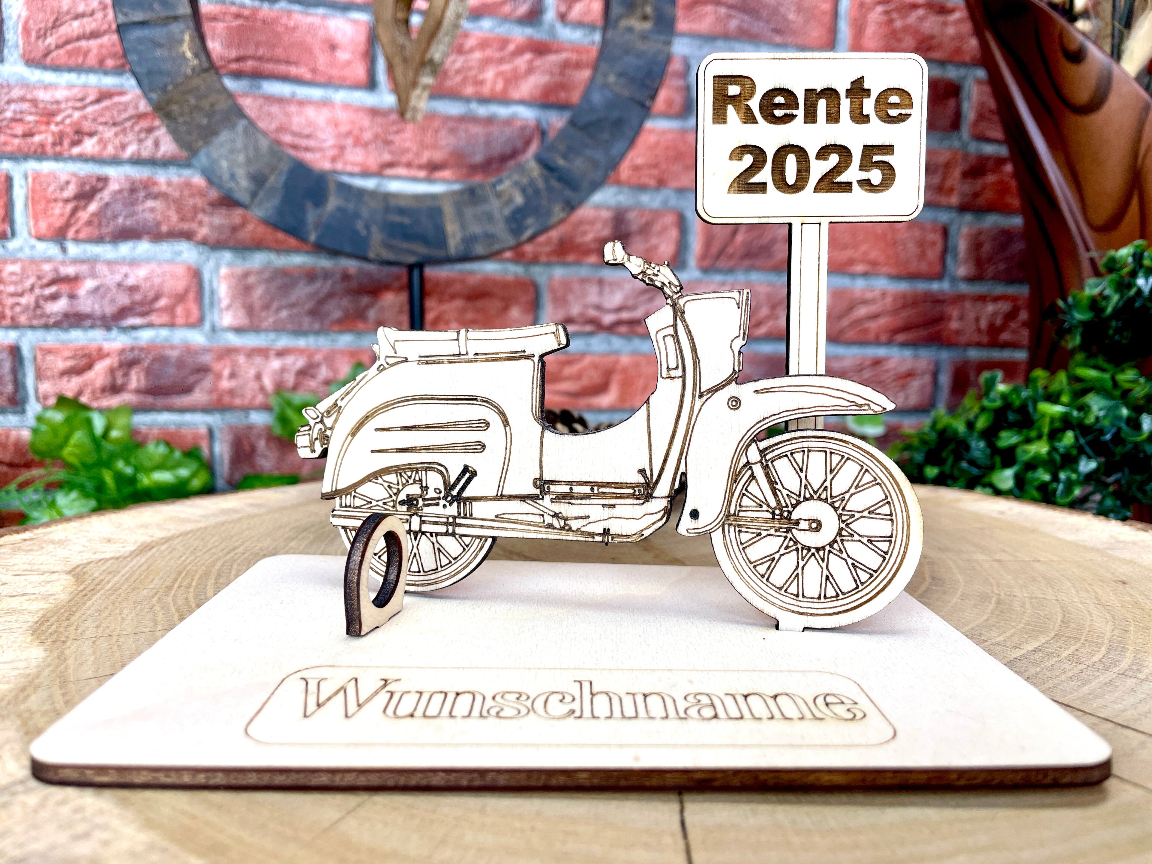 Simson Schwalbe Geldgeschenk aus Holz – Personalisiertes Männergeschenk Motorrad Geschenkidee aus Holz zur Hochzeit Geburtstag