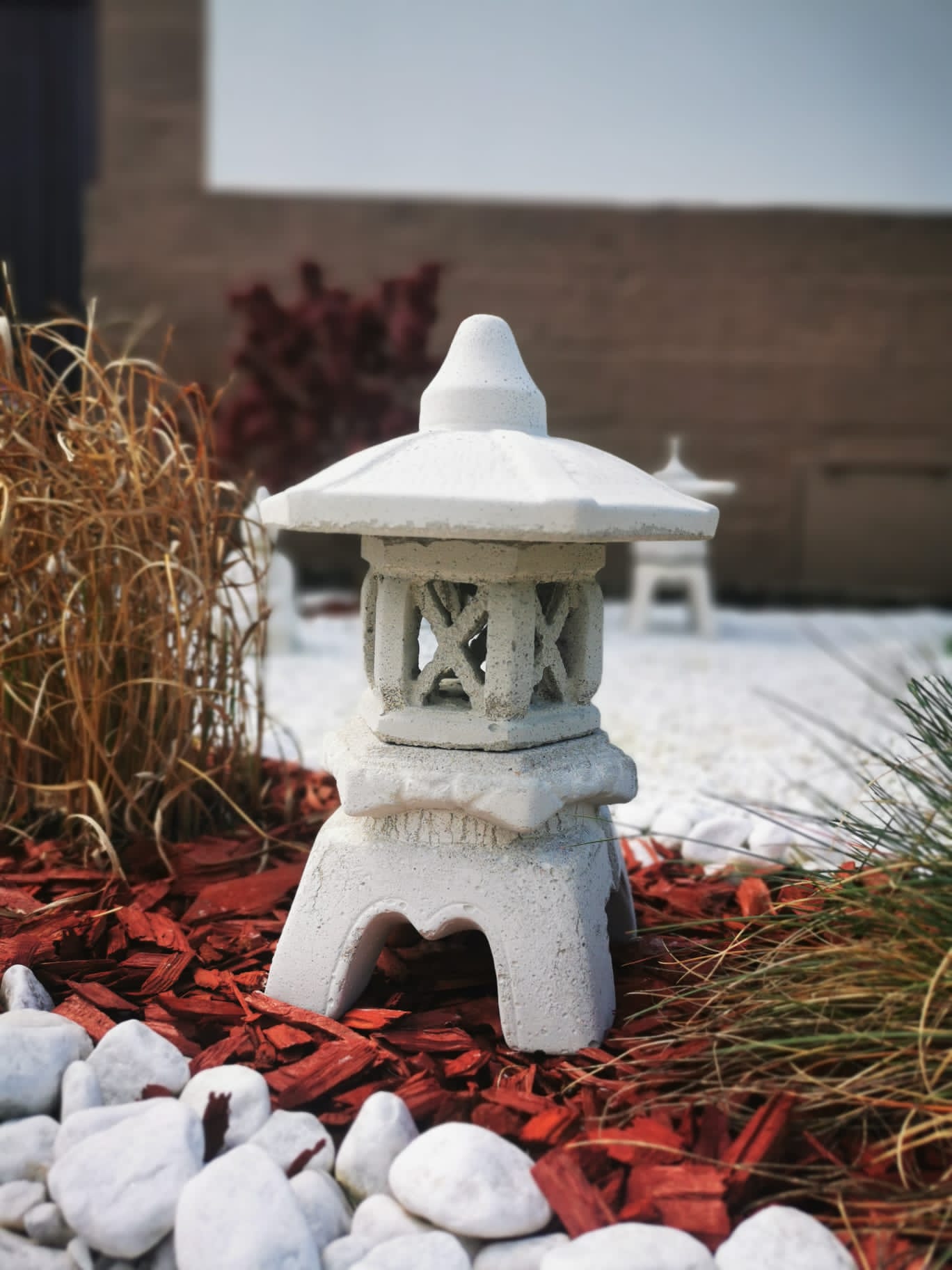 Steinlaterne Asiatische Laterne "Yukimi klein" Lichtgrau Koi Teich Podoge Rankei Tempel Gartendekoration Gartenideen Gartengestaltung