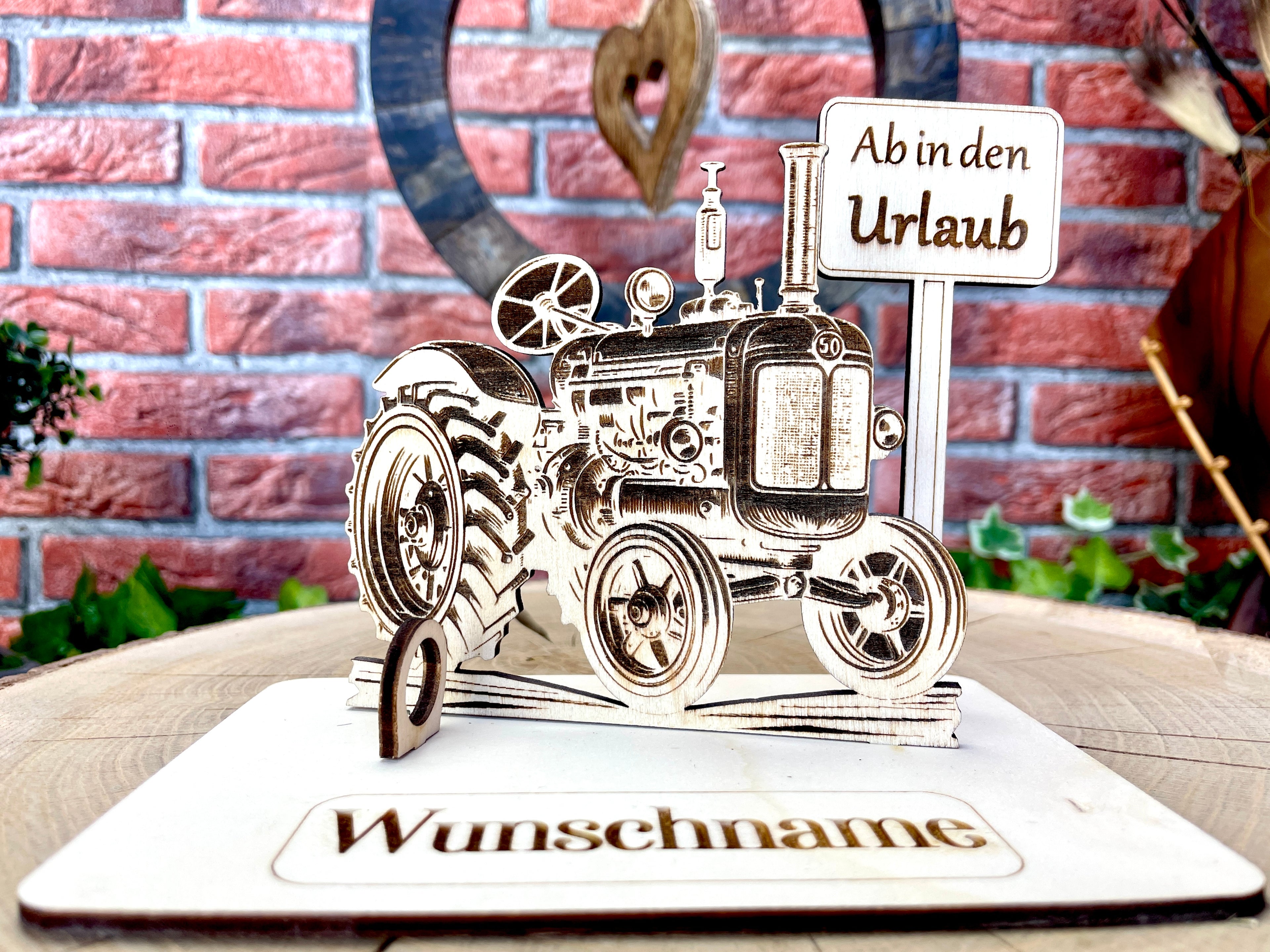 Traktor– Liebevolles Schlepper Geldgeschenk aus Holz mit deinem Wunschtext Geld Karte Box Männergeschenk Holzschild zum Verschenken Bulldog