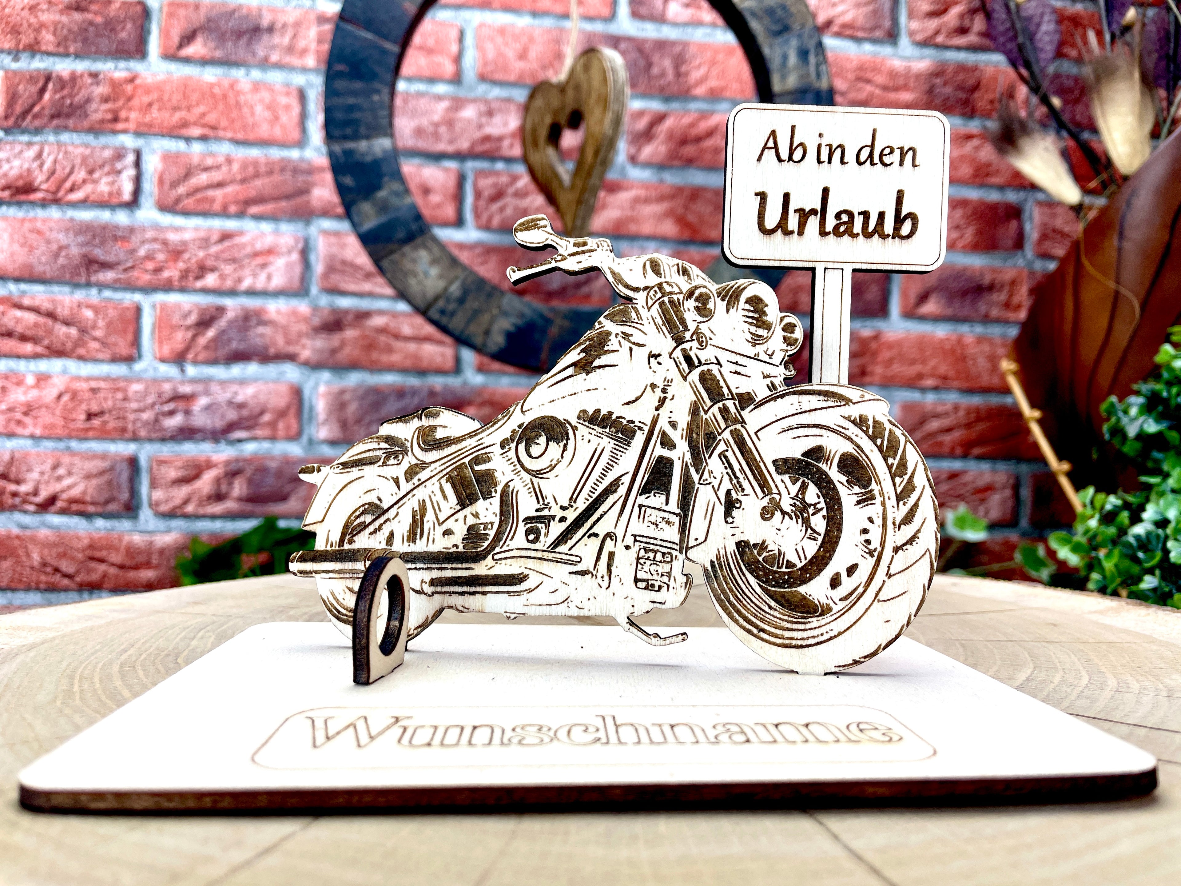 Personalisiertes Harley Motorrad Geldgeschenk aus Holz – Originelles Männergeschenk zum Geburtstag