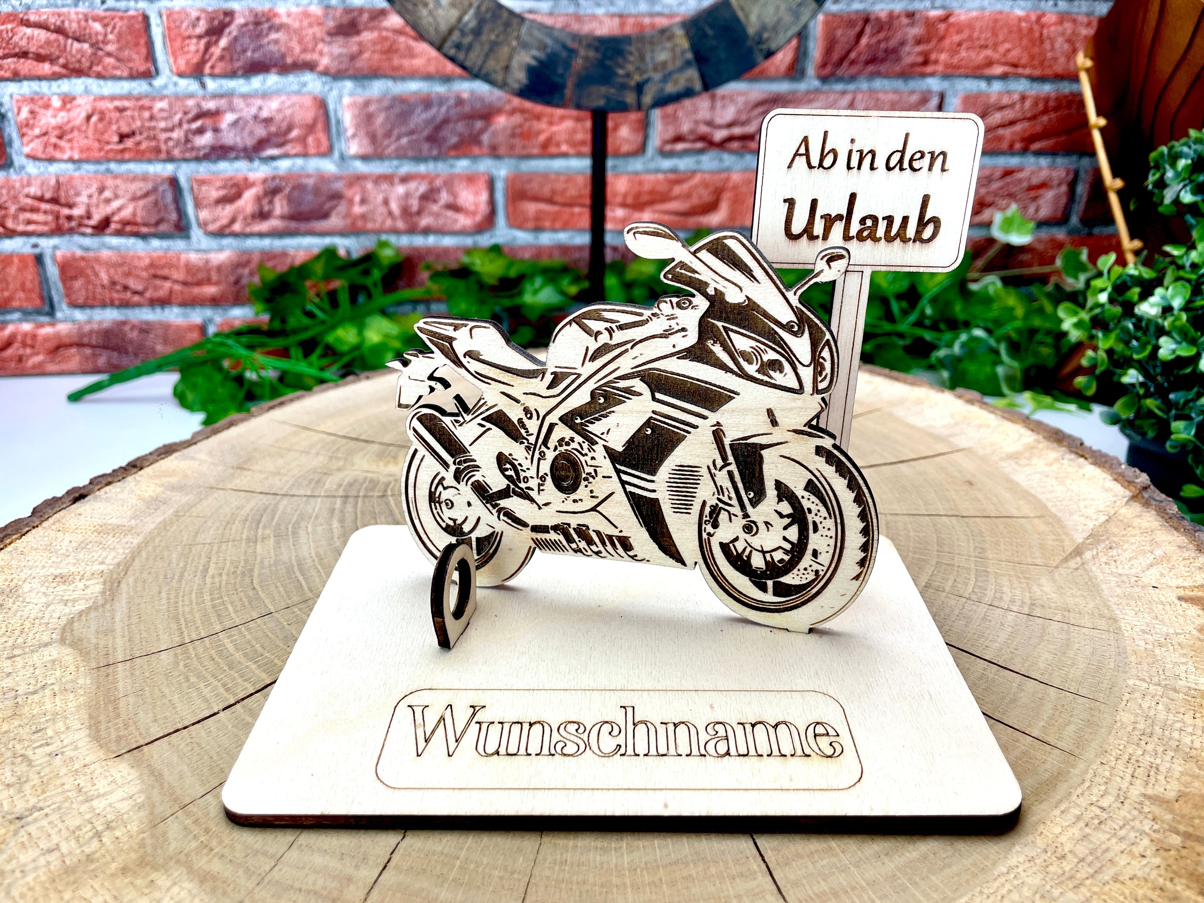 Motorrad 125ccm – Dein personalisiertes Motorrad Geldgeschenk aus Holz Geld Karte Box Männergeschenk Holzschild zum Verschenken Motorrad