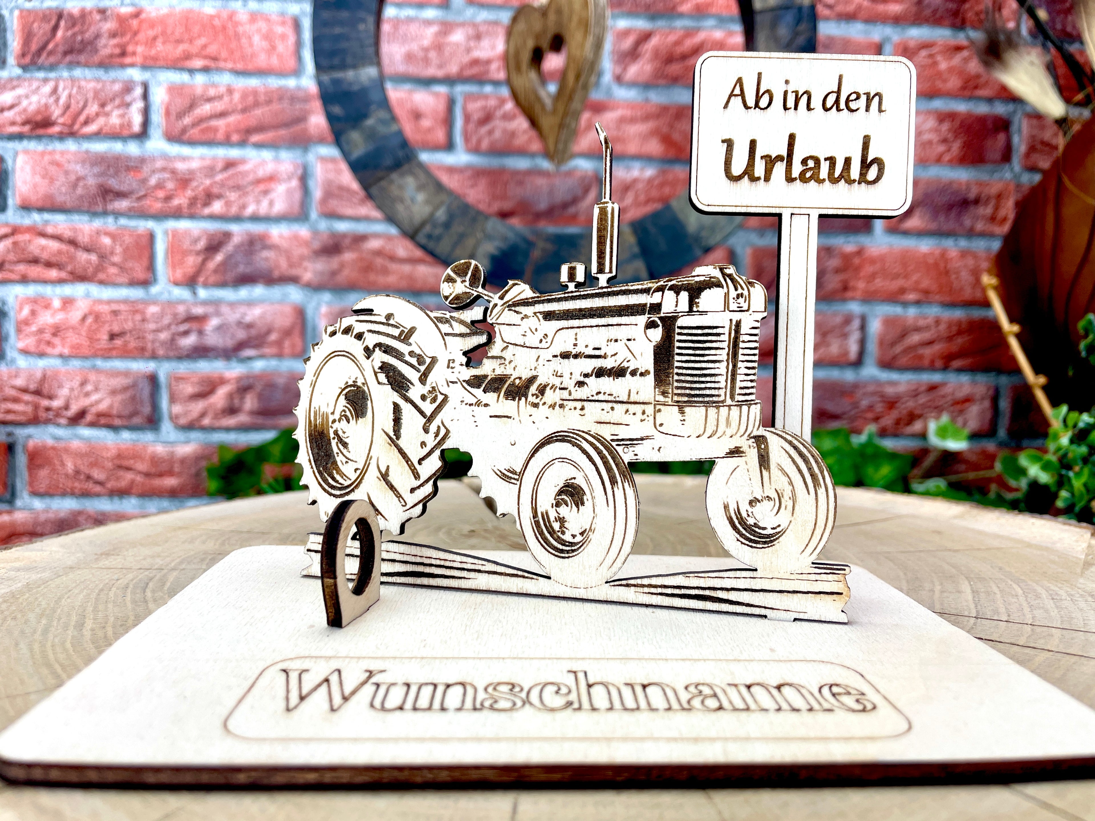 Traktor– Liebevolles Schlepper Geldgeschenk aus Holz mit deinem Wunschtext Geld Karte Box Männergeschenk Holzschild zum Verschenken Bulldog