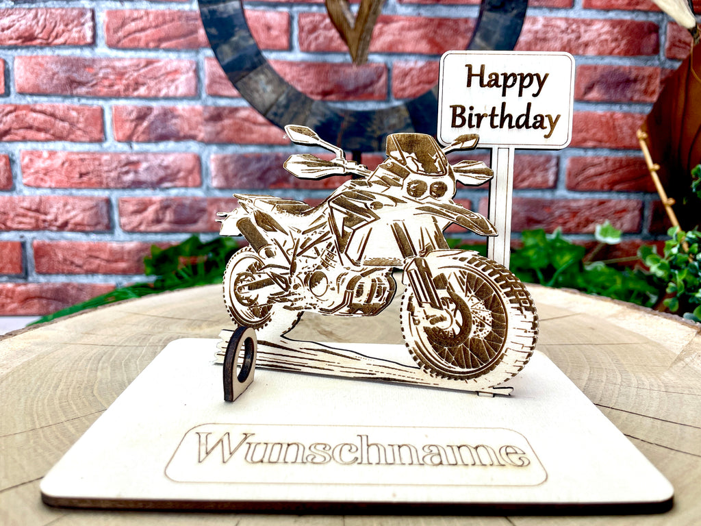Enduro  – Dein personalisiertes Enduro Geldgeschenk aus Holz Geld Karte Box Männergeschenk Holzschild zum Verschenken Motorrad