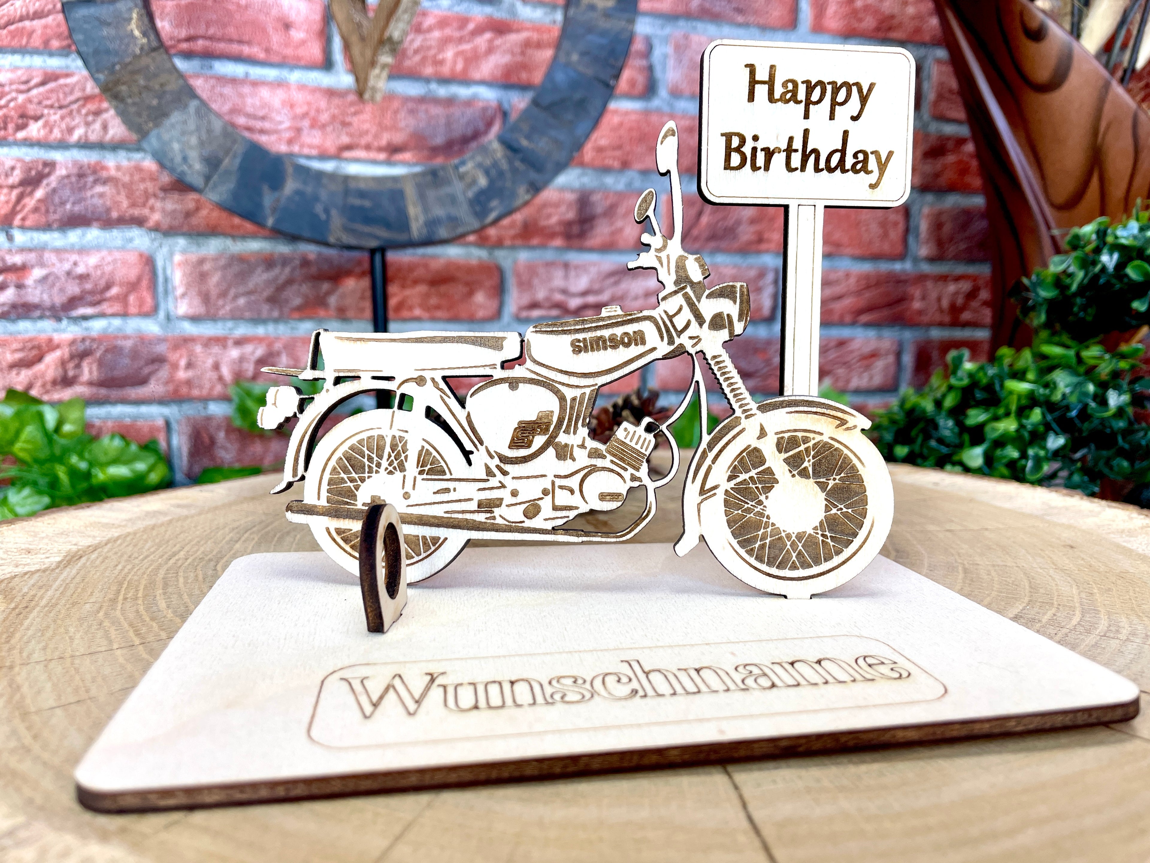 Simson S51 Holzmodell – Geldgeschenk Moped | Personalisiertes DDR Geschenk für Männer und Oldtimer Fans