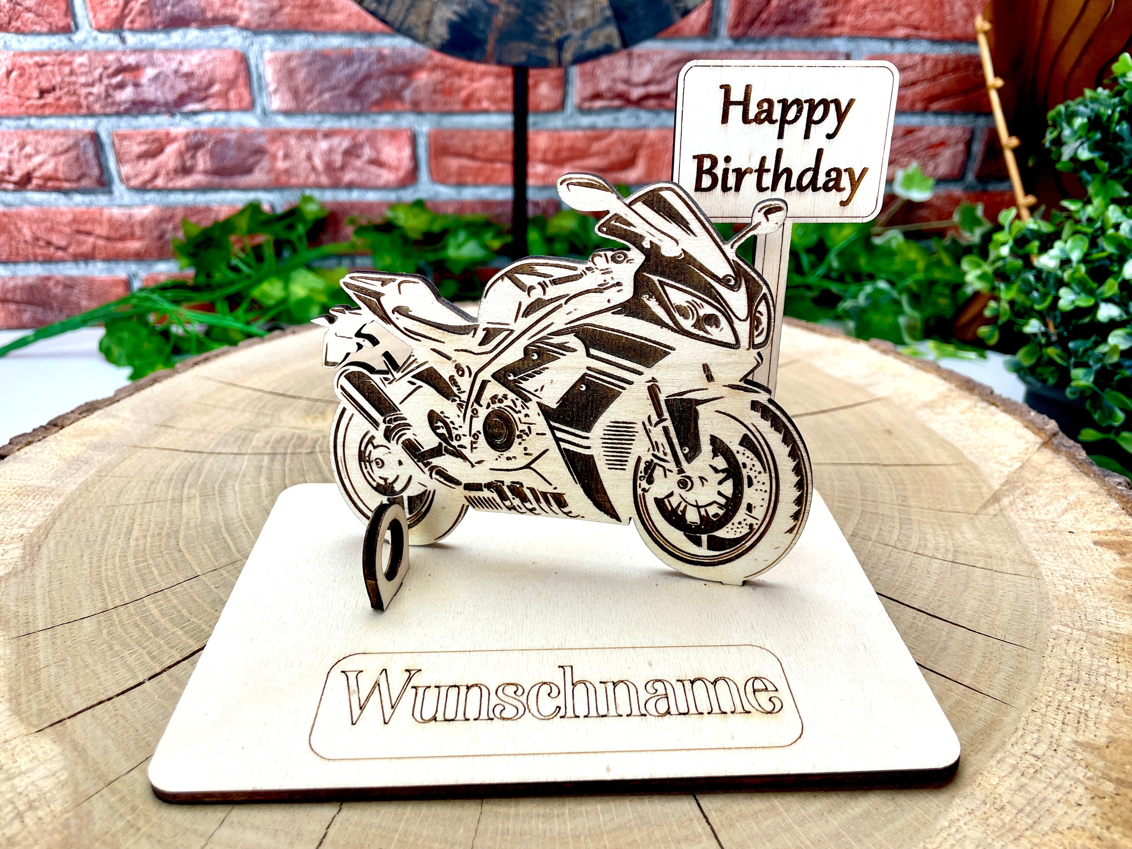Motorrad 125ccm – Dein personalisiertes Motorrad Geldgeschenk aus Holz Geld Karte Box Männergeschenk Holzschild zum Verschenken Motorrad