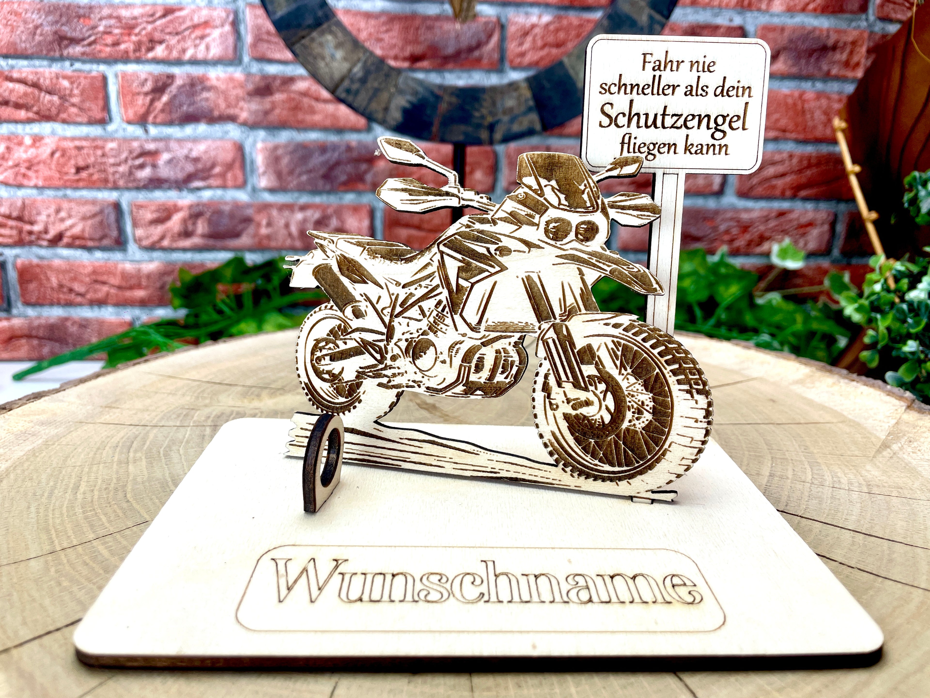 Enduro  – Dein personalisiertes Enduro Geldgeschenk aus Holz Geld Karte Box Männergeschenk Holzschild zum Verschenken Motorrad