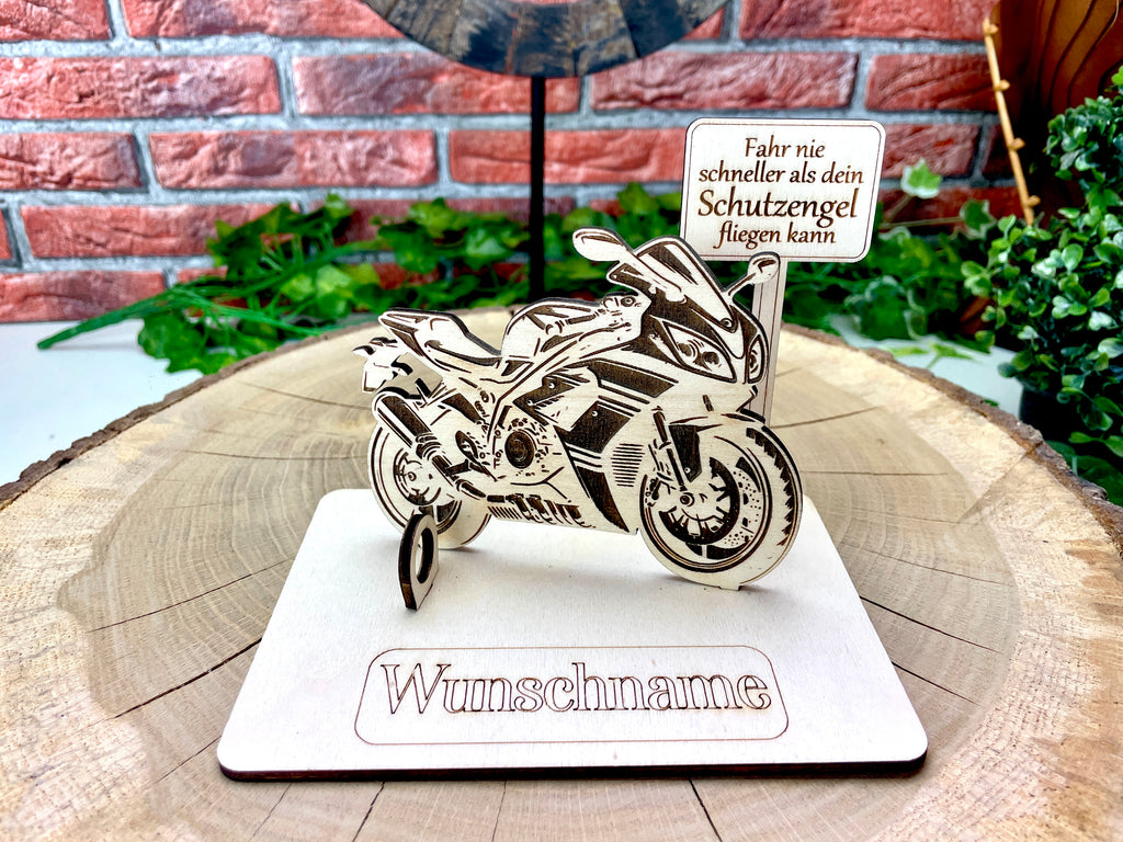 Motorrad 125ccm – Dein personalisiertes Motorrad Geldgeschenk aus Holz Geld Karte Box Männergeschenk Holzschild zum Verschenken Motorrad