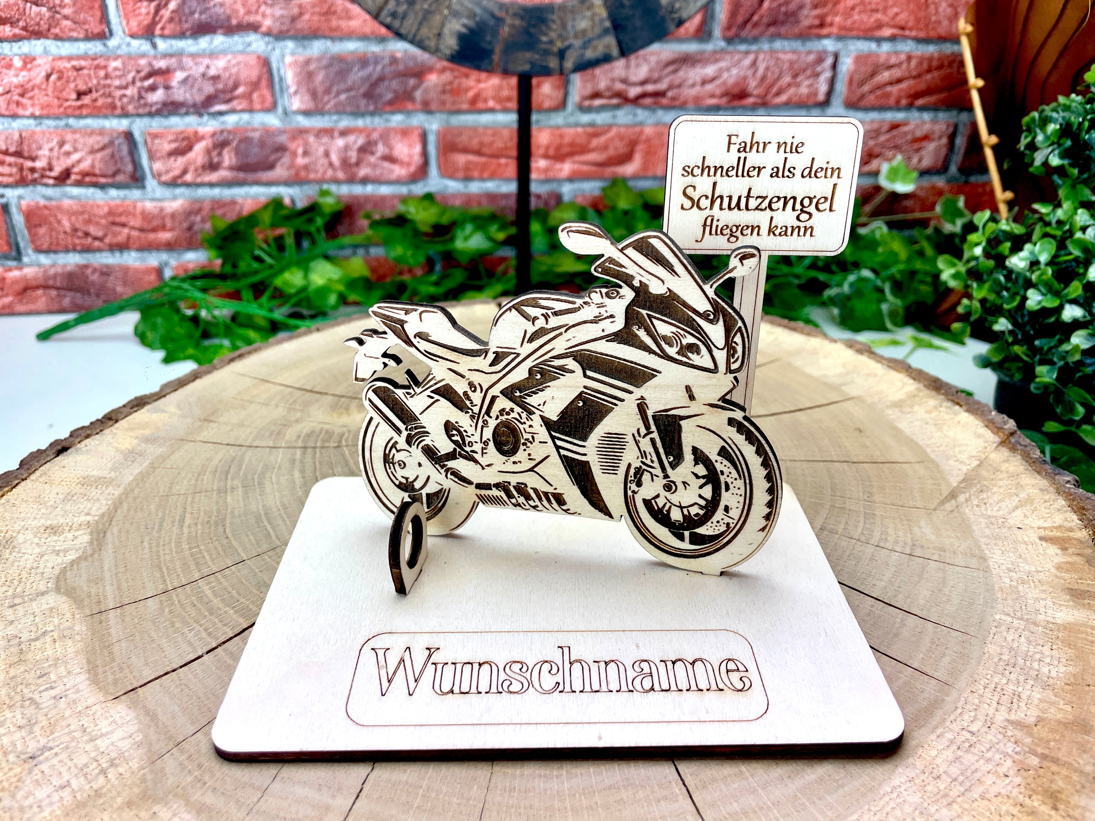 Motorrad 125ccm – Dein personalisiertes Motorrad Geldgeschenk aus Holz Geld Karte Box Männergeschenk Holzschild zum Verschenken Motorrad