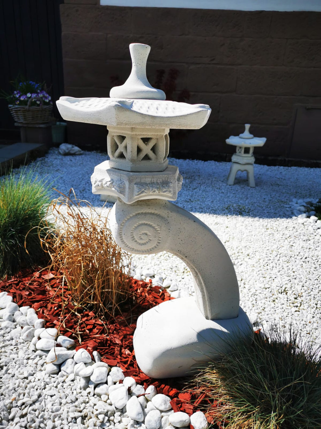 Asiatische Laterne 65cm Rankei RS in Lichtgrau Gartenteich Terrasse Koi-teich Pagode Garten Gartenideen Gartengestaltung Gartendekoration