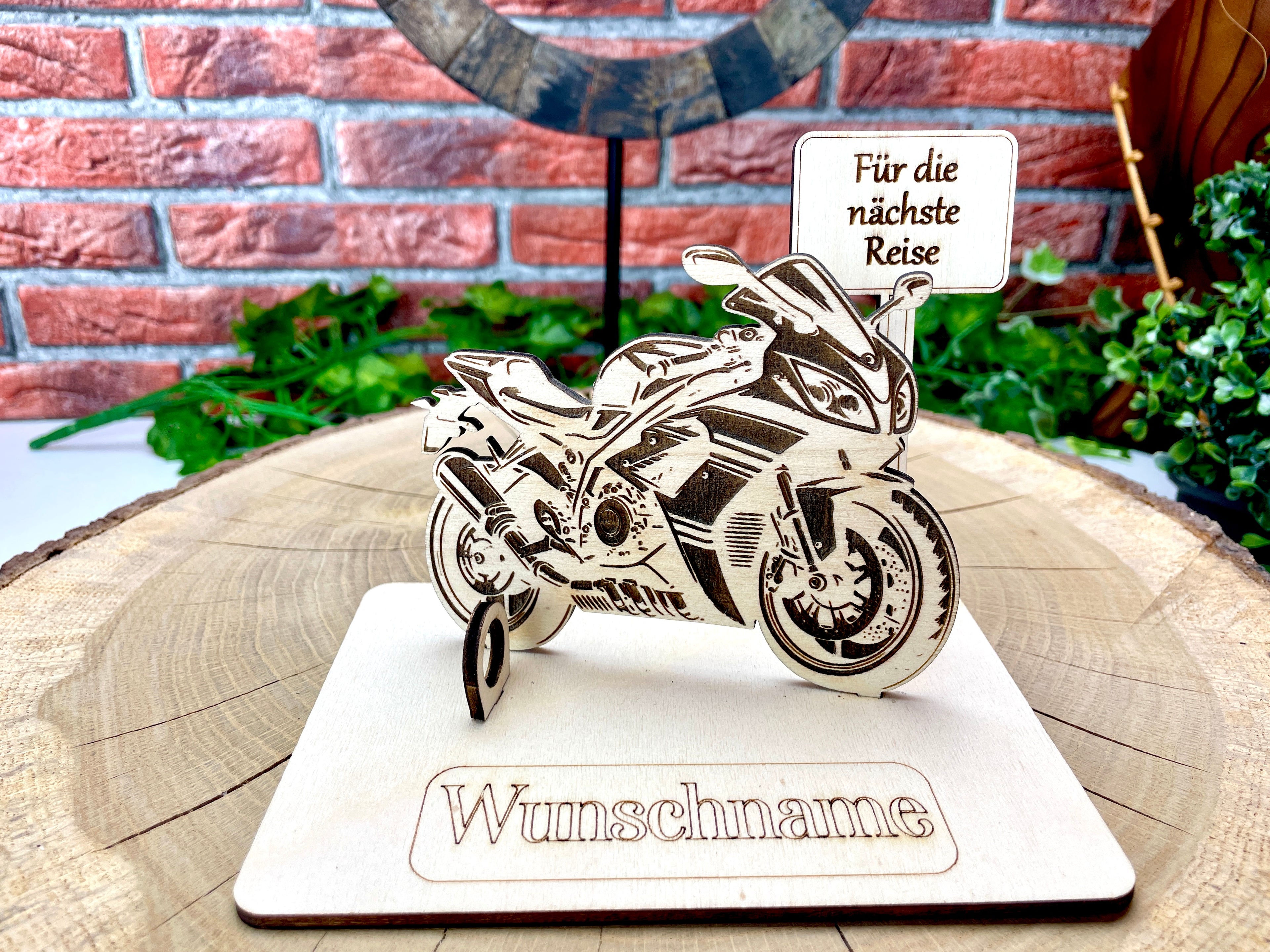 Motorrad 125ccm – Dein personalisiertes Motorrad Geldgeschenk aus Holz Geld Karte Box Männergeschenk Holzschild zum Verschenken Motorrad