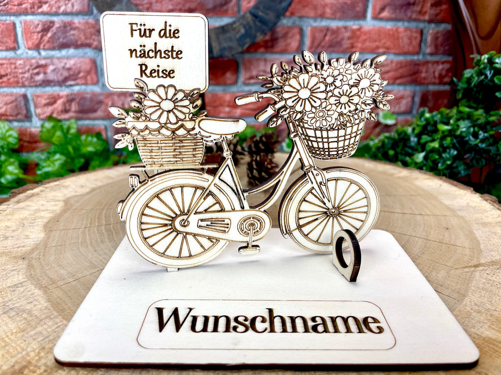 Damen Fahrrad – Dein personalisiertes Fahrrad-Geldgeschenk aus Holz Geld Karte  Männergeschenk Holzschild zum Verschenken Bilder Outdoor #4