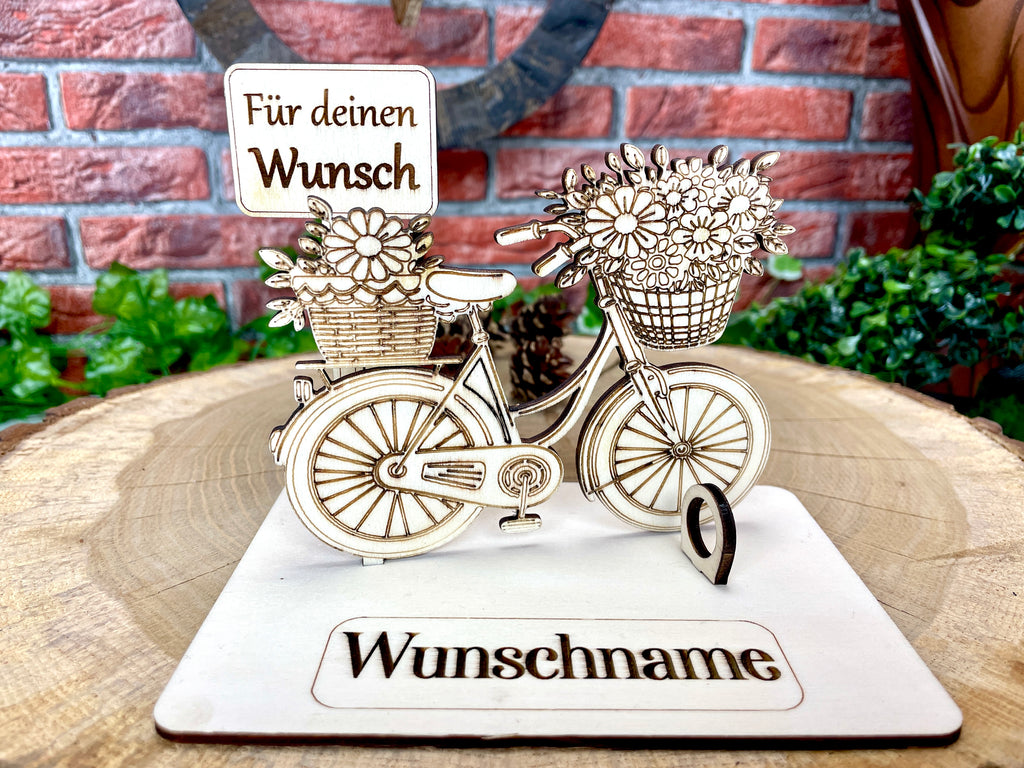 Damen Fahrrad – Dein personalisiertes Fahrrad-Geldgeschenk aus Holz Geld Karte  Männergeschenk Holzschild zum Verschenken Bilder Outdoor #4