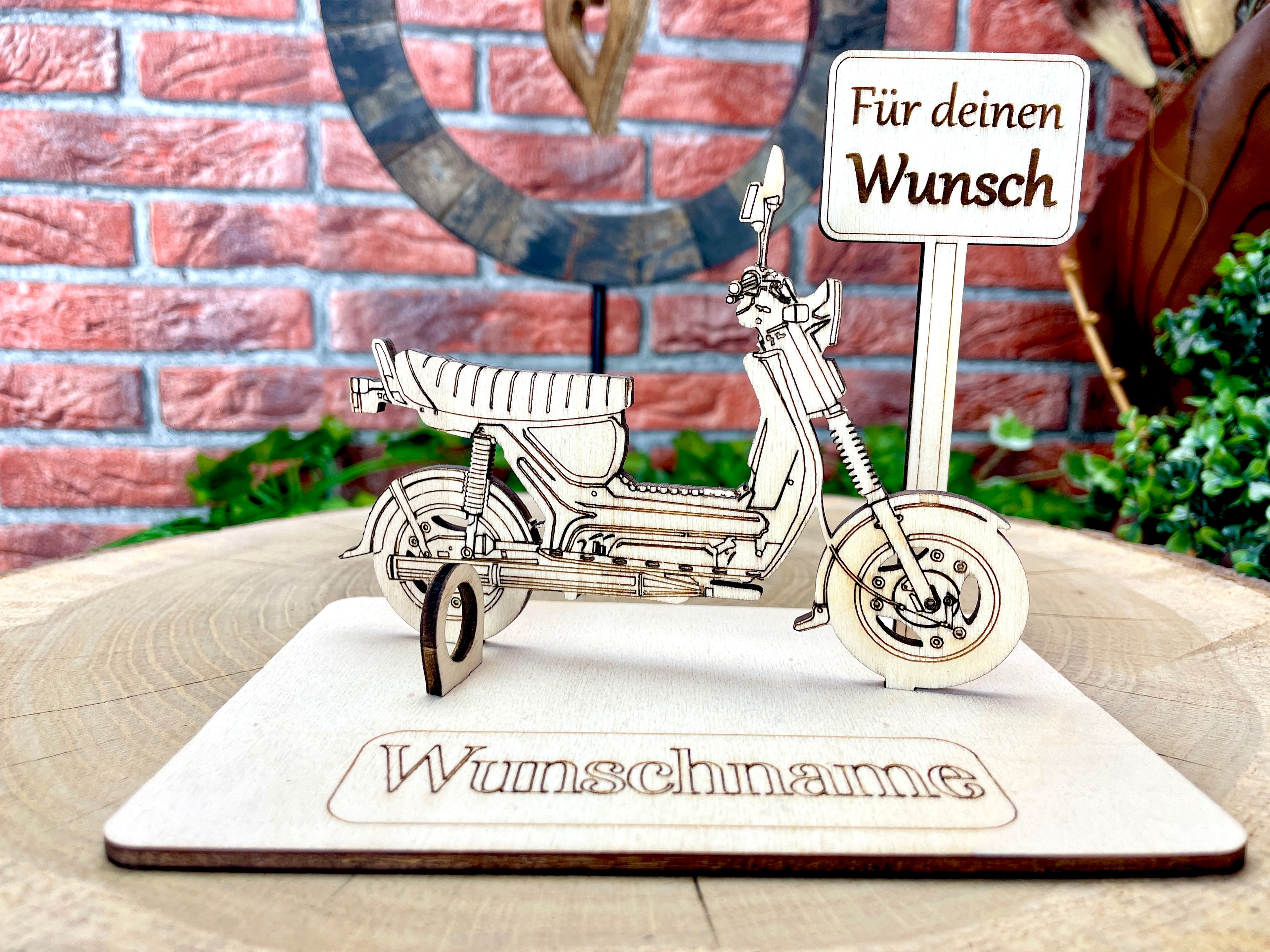 Simson SR50 – Dein personalisiertes Ostfahrzeug-Geldgeschenk aus Holz Geld Karte Box Männergeschenk Holzschild zum Verschenken