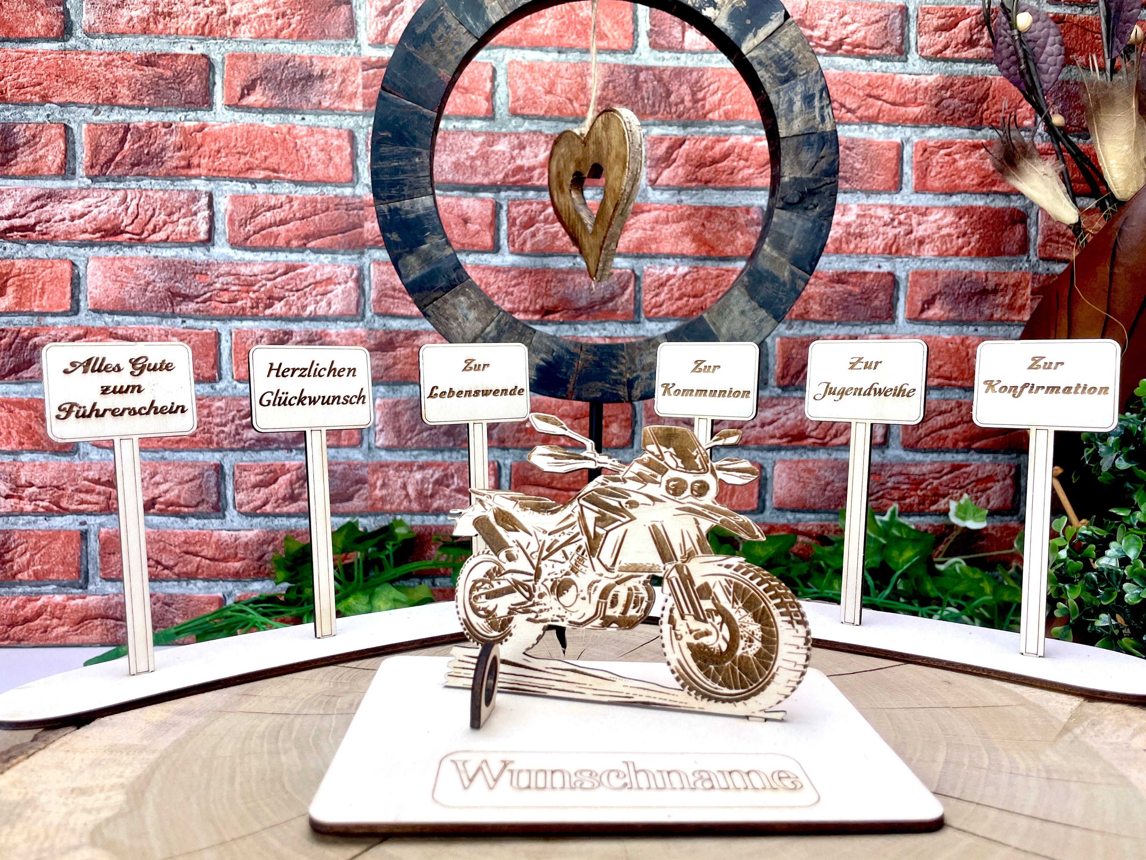 Enduro  – Dein personalisiertes Enduro Geldgeschenk aus Holz Geld Karte Box Männergeschenk Holzschild zum Verschenken Motorrad