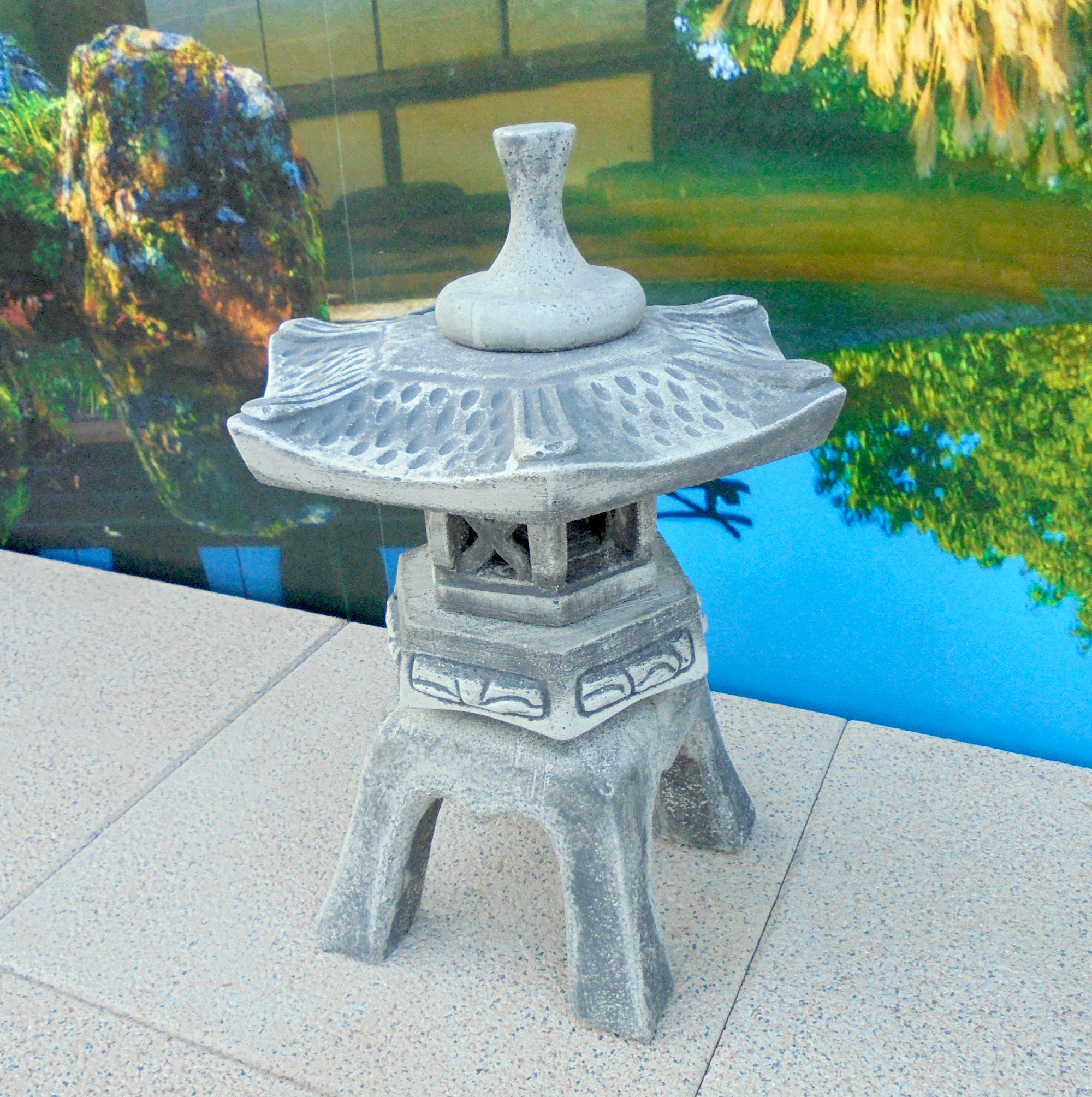 Asiatische Laterne Stein Yukimi S Antik Anthrazit Koiteich Garten deko