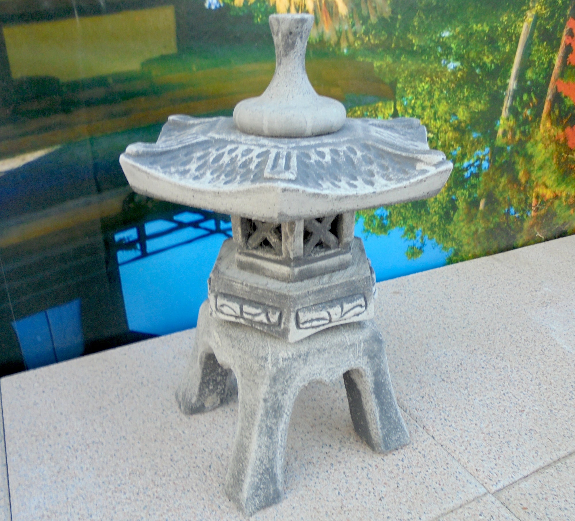 Asiatische Laterne Stein Yukimi S Antik Anthrazit Koiteich Garten deko