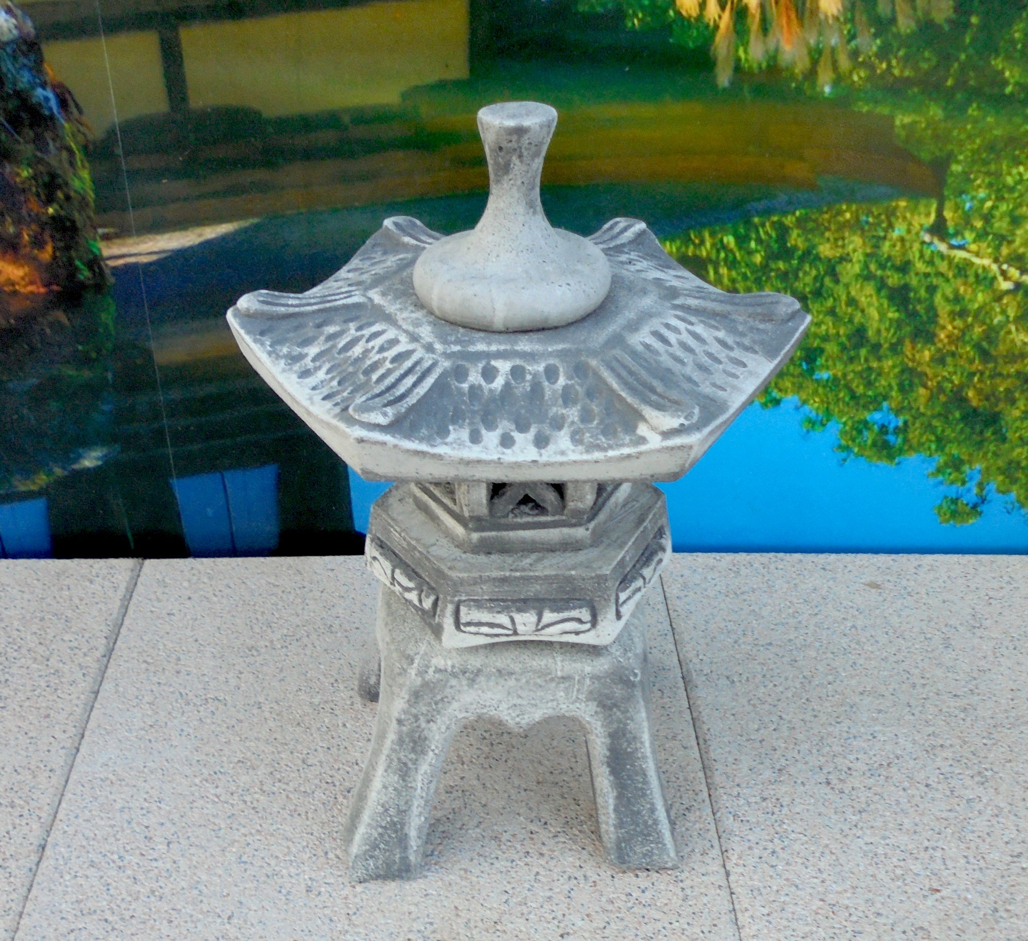 Asiatische Laterne Stein Yukimi S Antik Anthrazit Koiteich Garten deko