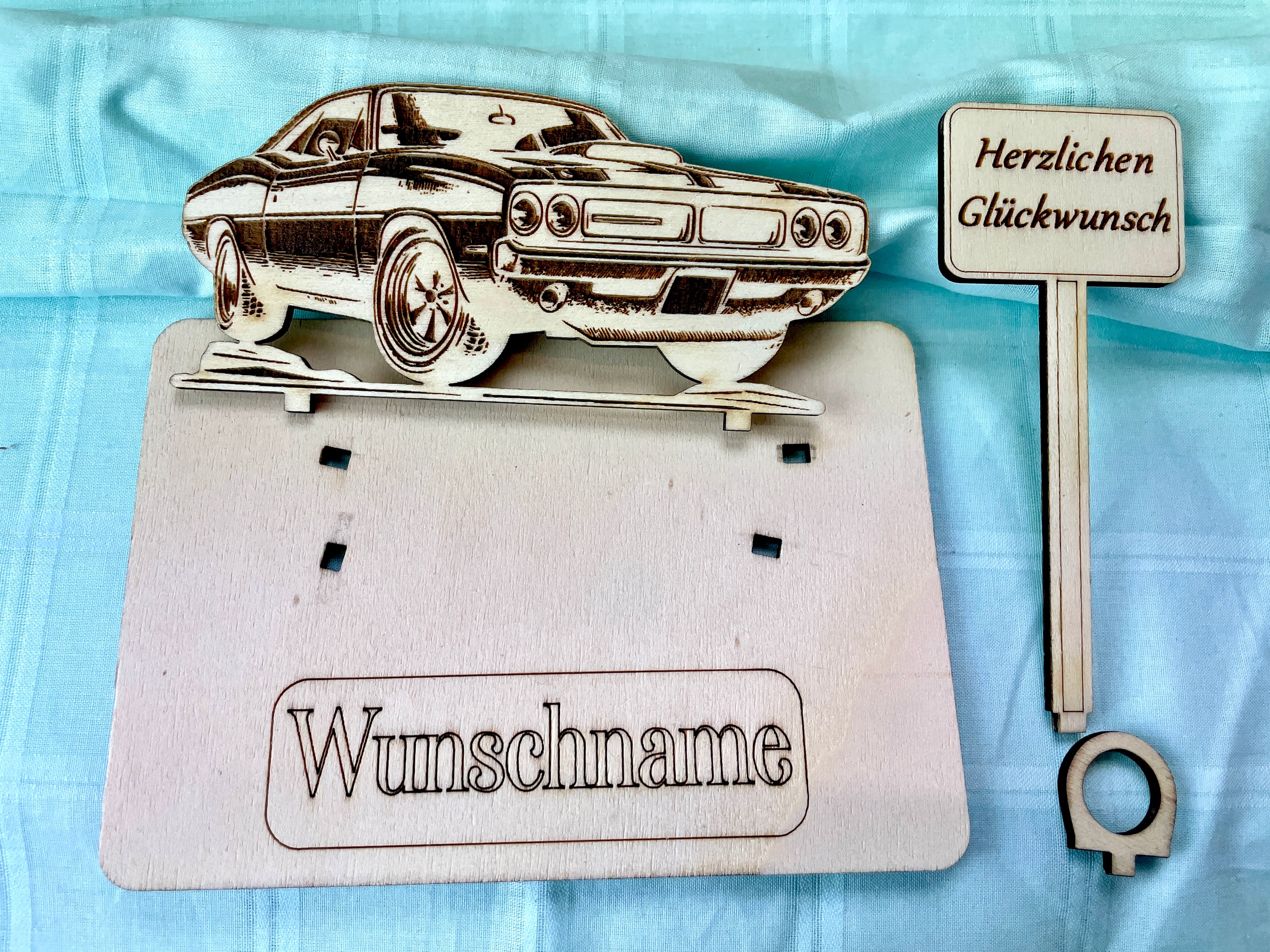Auto – Dein personalisiertes AutoGeldgeschenk aus Holz Geld Karte Box Männergeschenk Holzschild zum Verschenken Oldtimer Muscle Car