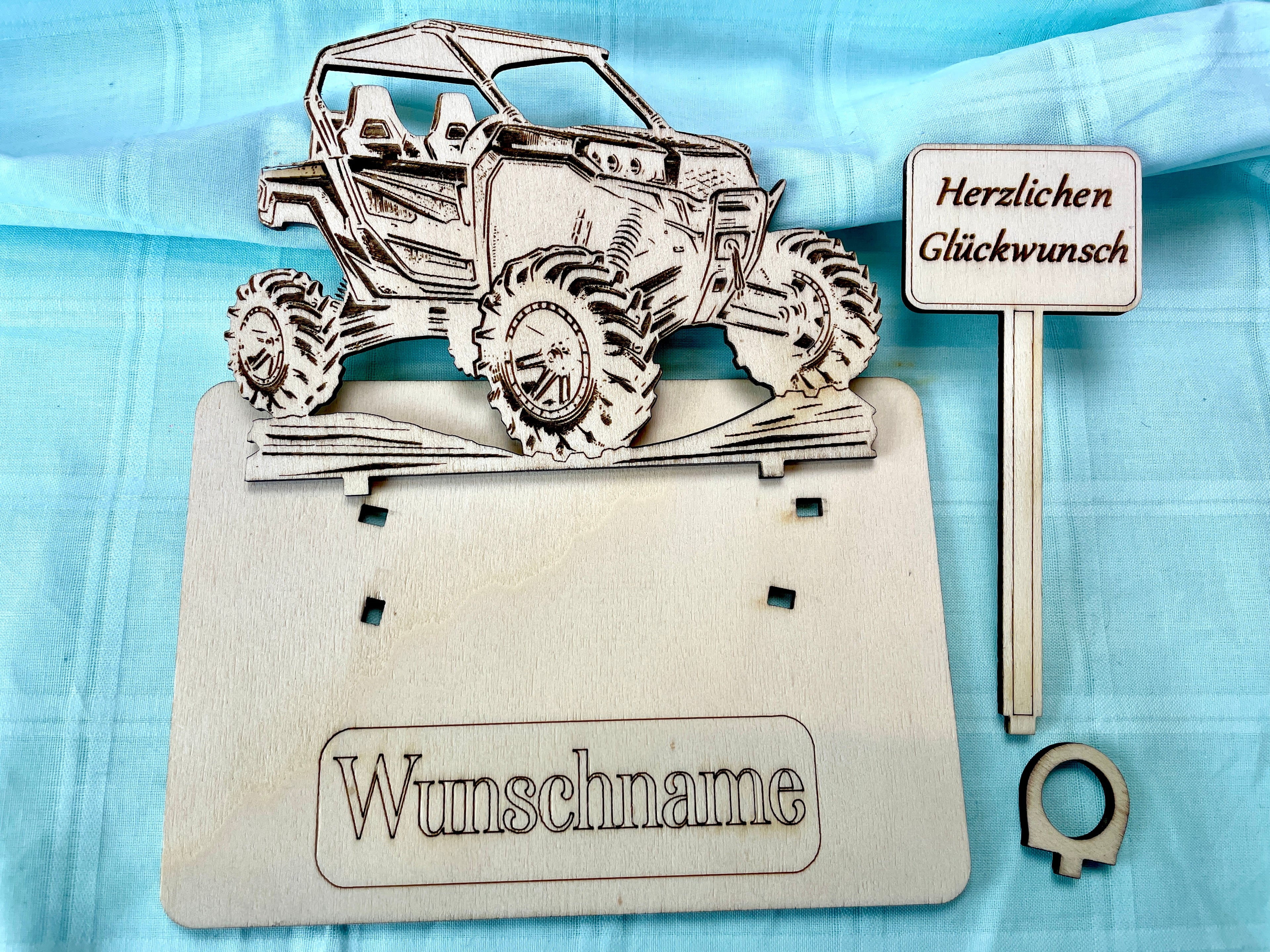 Side by Side – Liebevolles Geländefahrzeug Geldgeschenk aus Holz mit deinem Wunschtext Geld Karte Box Männergeschenk Holzschild Quad