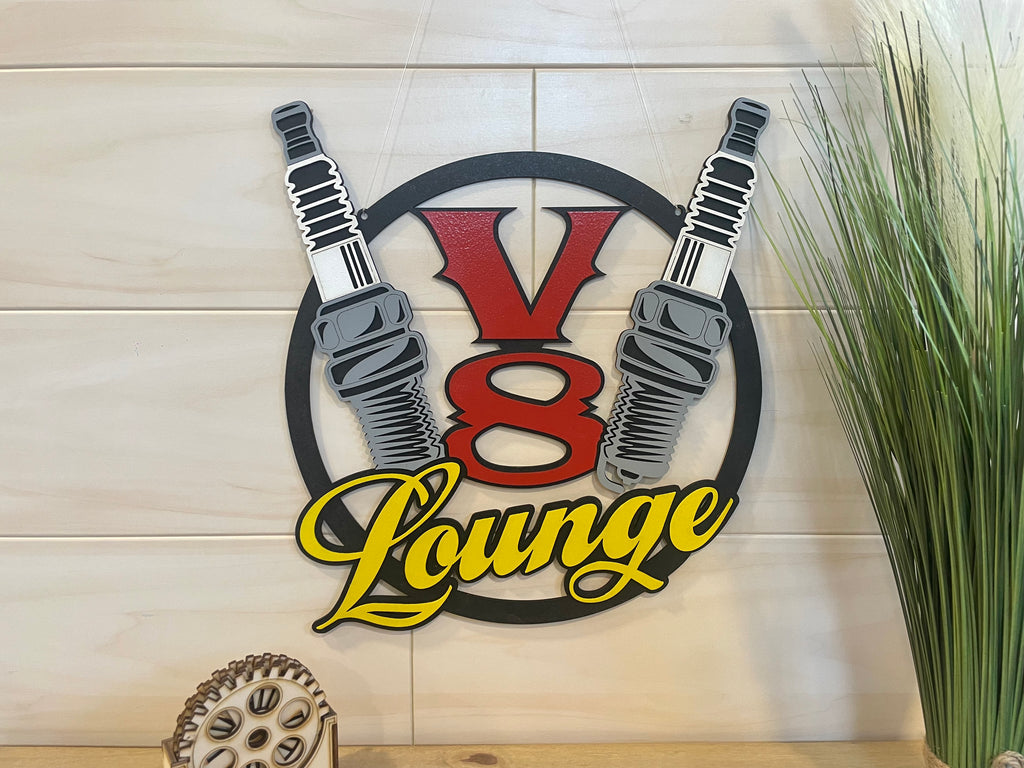 V8 Schild  Big Block Ami Oldtimer Motorsport V8 Lounge Wandbild Motor