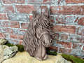 Pferde Relief Pony Stall Schmuck Pferde Porträt Braun Pferdekofpf Stein