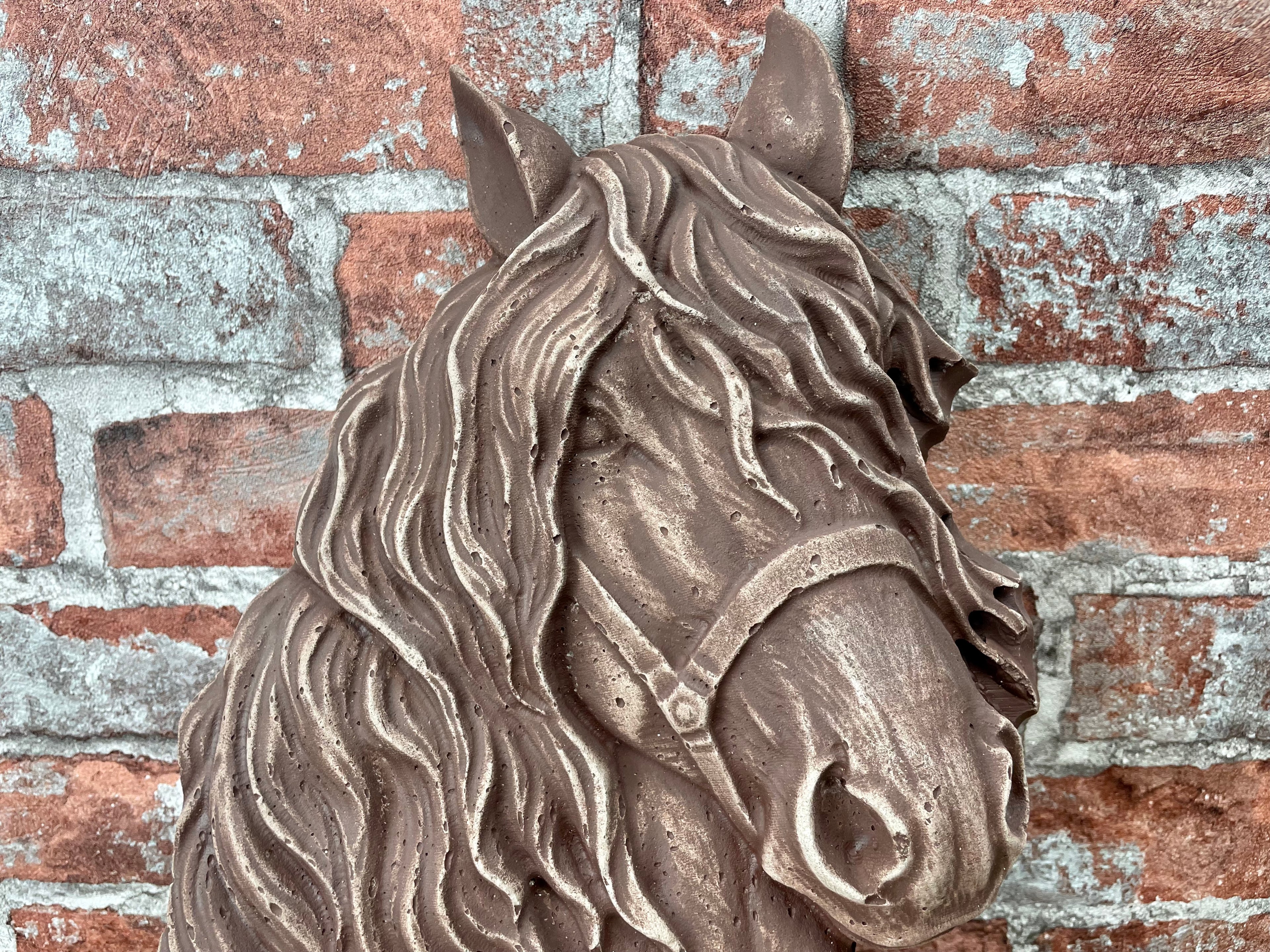 Pferde Relief Pony Stall Schmuck Pferde Porträt Braun Pferdekofpf Stein