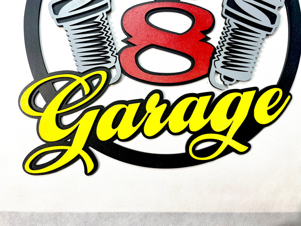 Papas V8 Garage Schild Scania American Trucks Oldtimer Garage Mustang Garagenwände verschönern Geschenk für Männer Holz Bilder AMG GT Ford