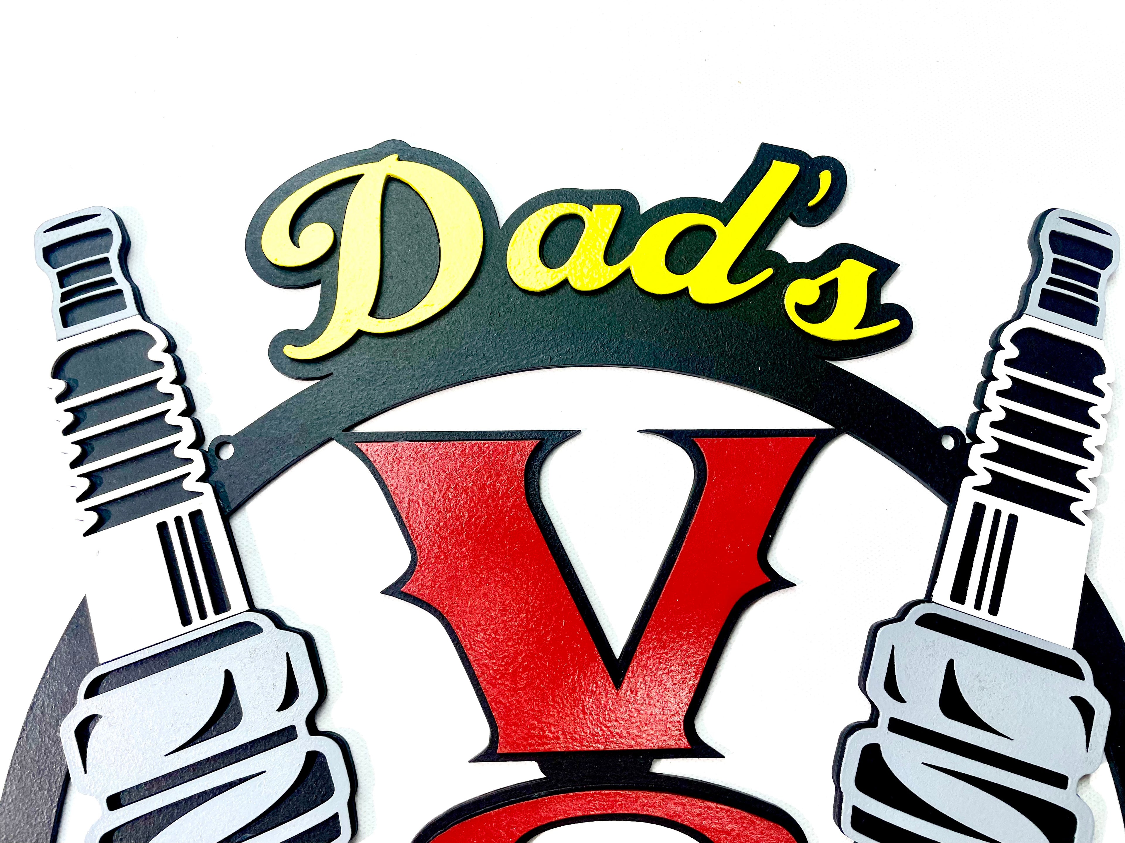 Dads V8 Garage Schild Scania American Trucks Oldtimer Garage Mustang Garagenwände verschönern Geschenk für Männer Holz Bilder AMG GT Ford
