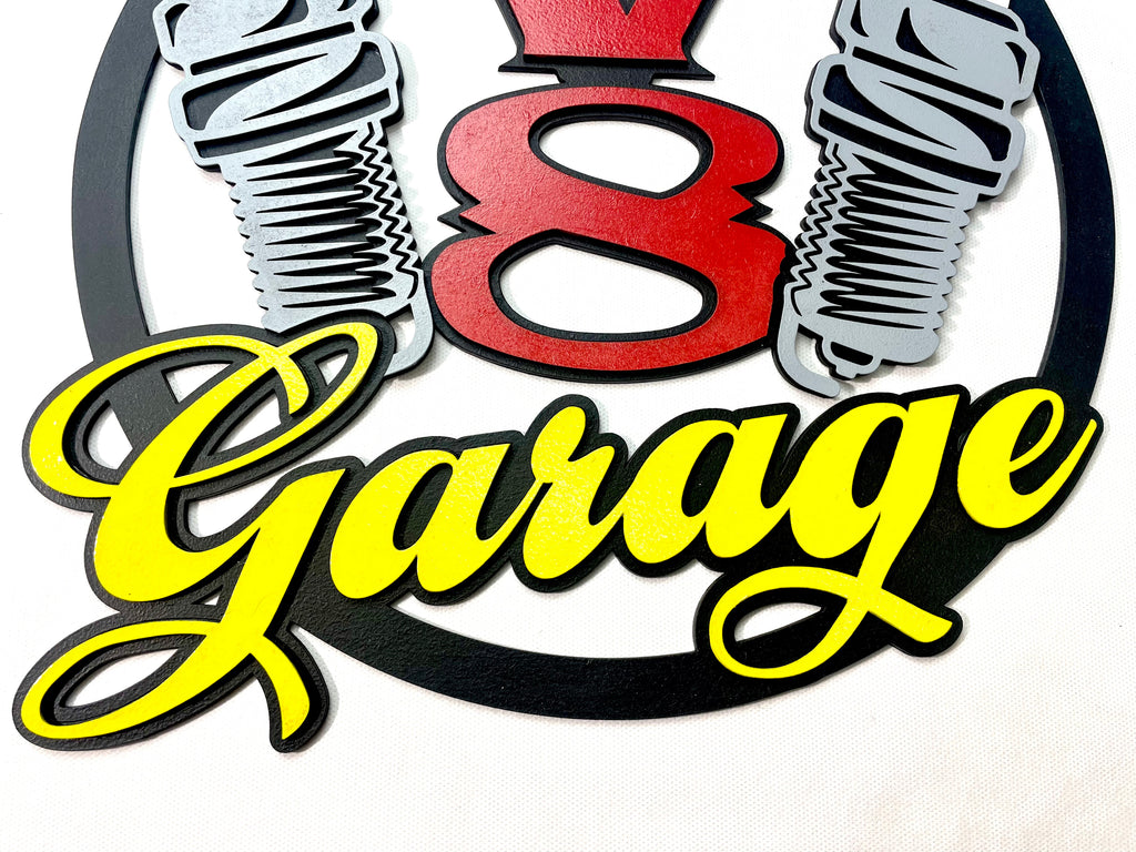 Dads V8 Garage Schild Scania American Trucks Oldtimer Garage Mustang Garagenwände verschönern Geschenk für Männer Holz Bilder AMG GT Ford